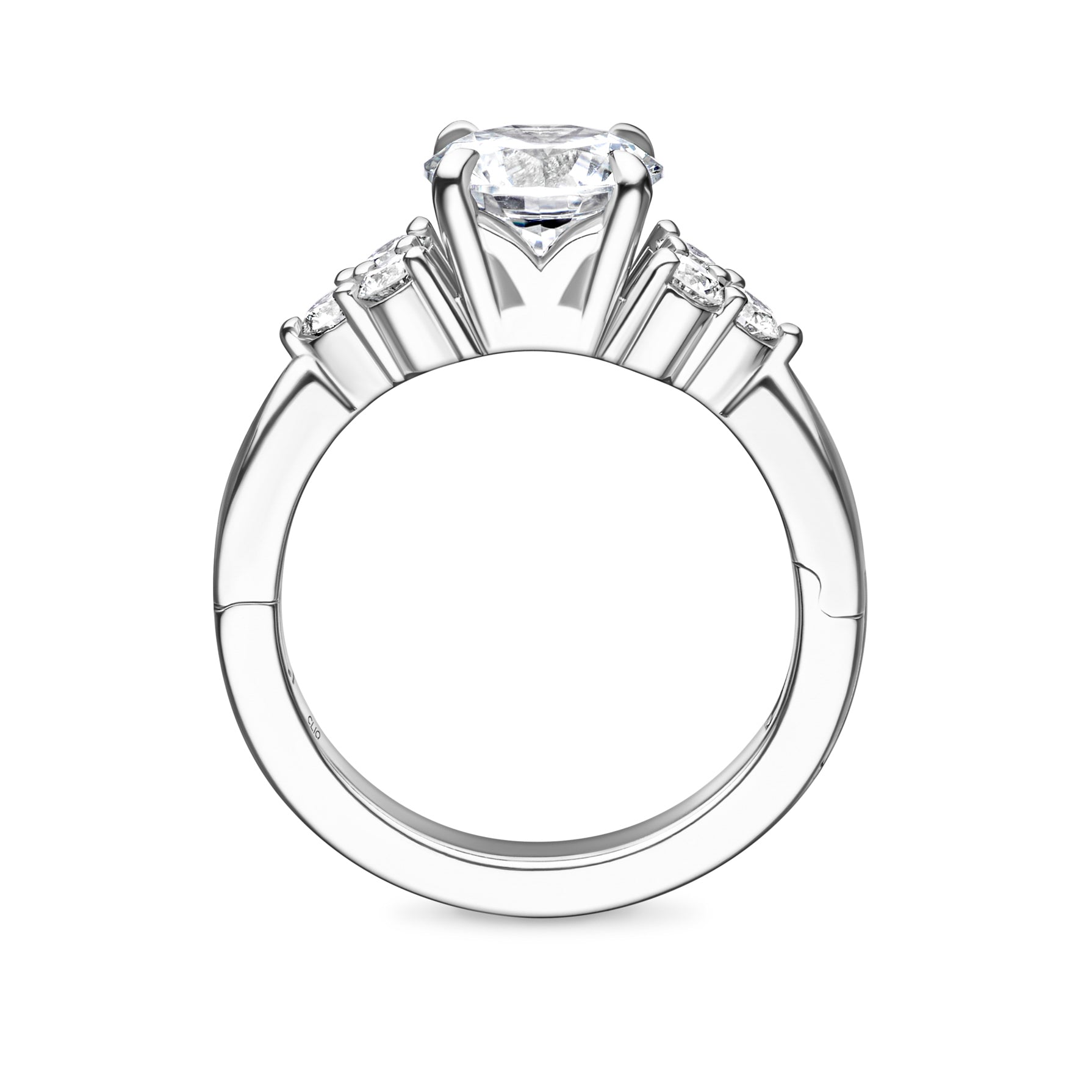 Lombard Diamond Engagement Ring with Side Stones