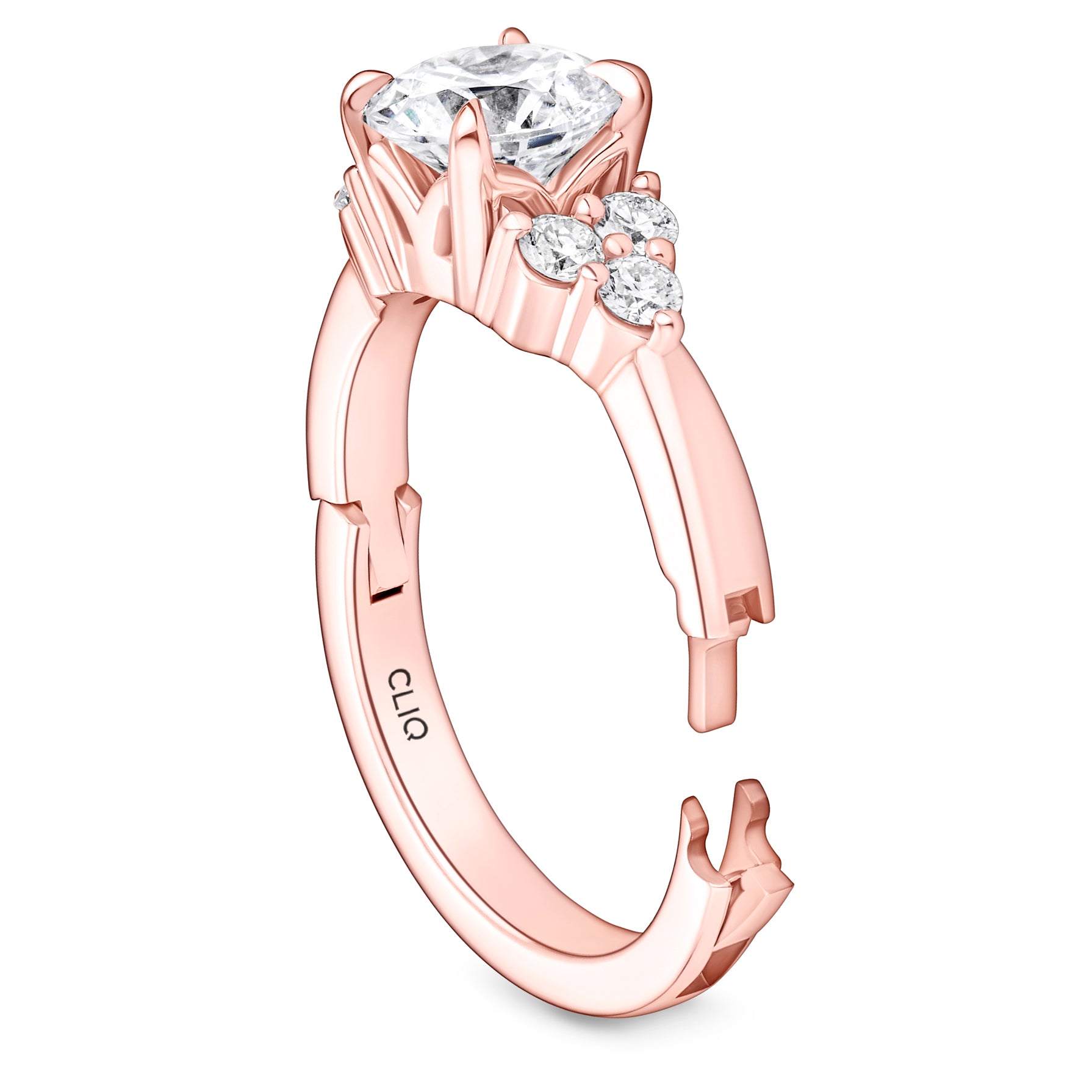 Lombard Diamond Engagement Ring with Side Stones