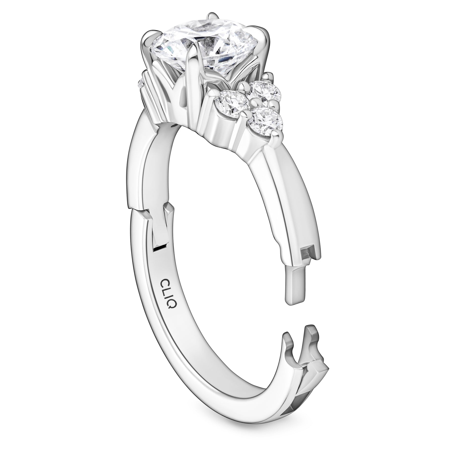 Lombard Diamond Engagement Ring with Side Stones