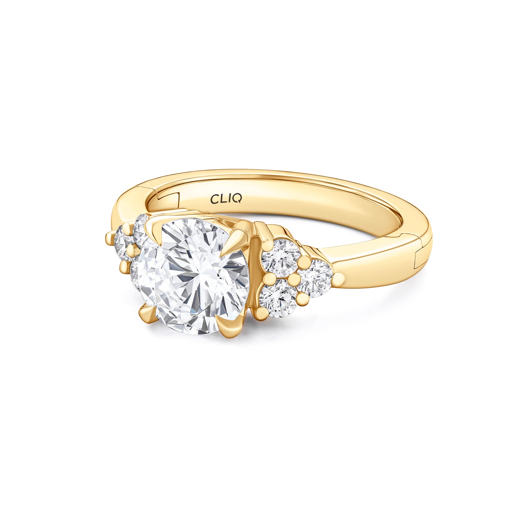 Lombard Diamond Engagement Ring with Side Stones