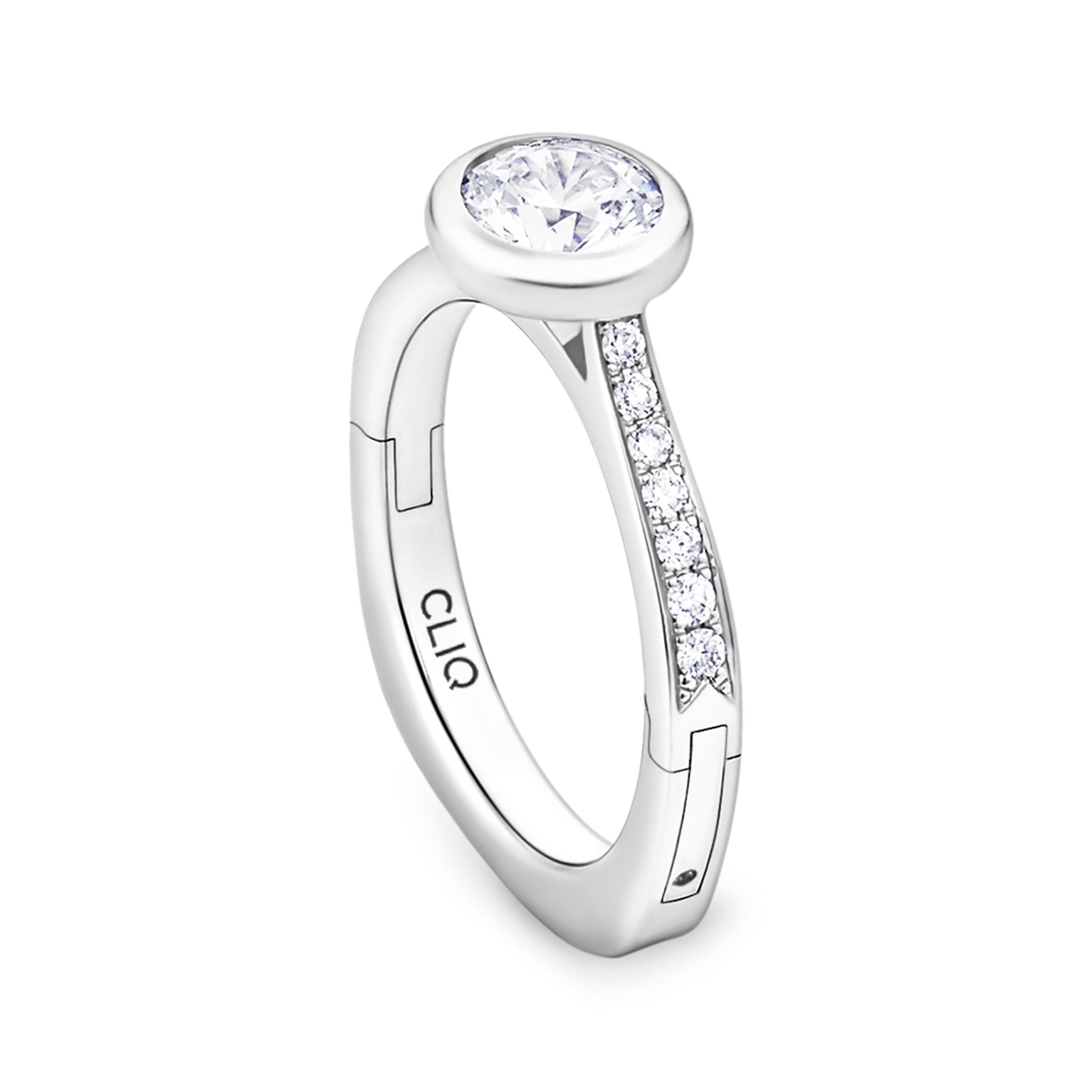 Lucerne Bezel Set Engagement Ring with Side Stones