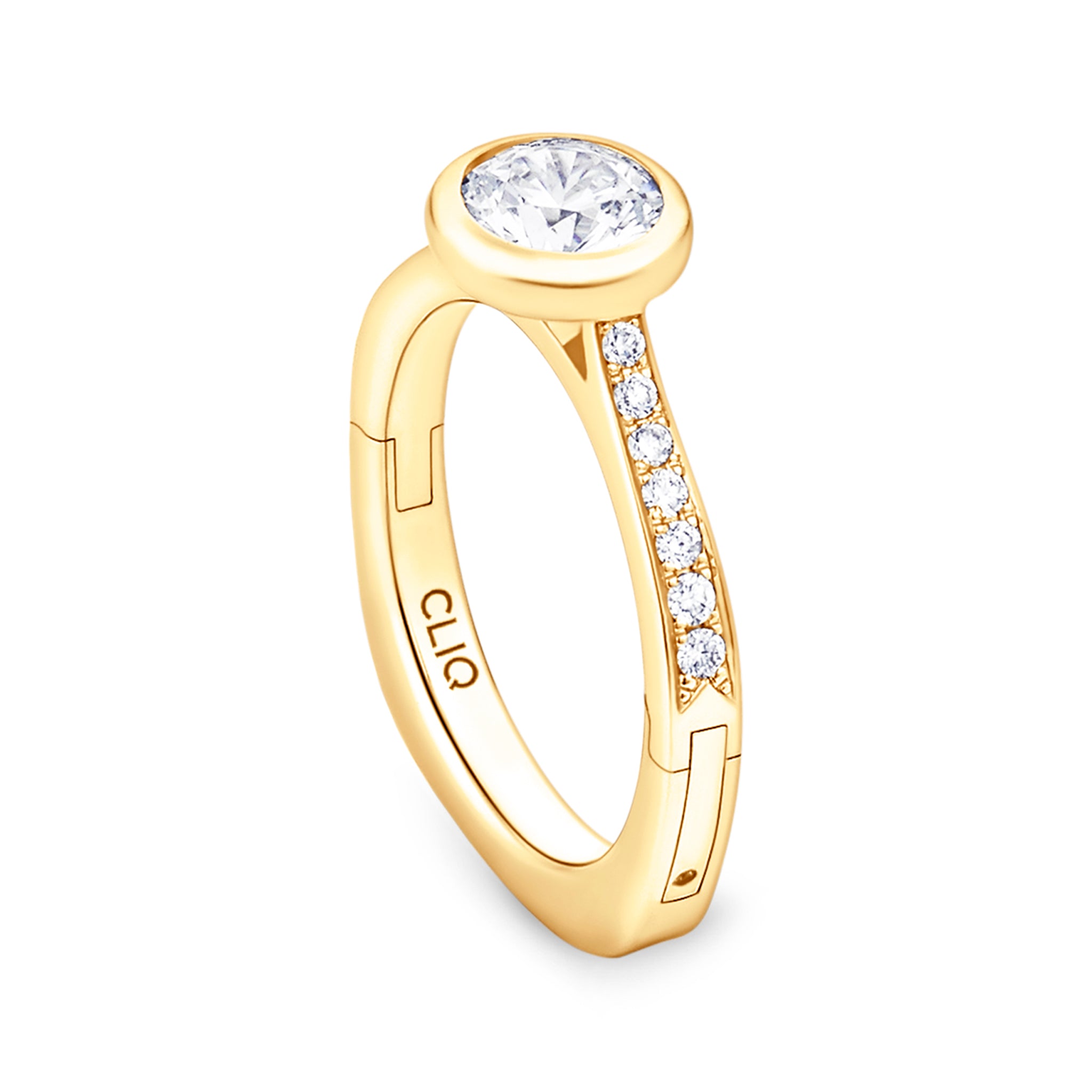 Lucerne Bezel Set Engagement Ring with Side Stones