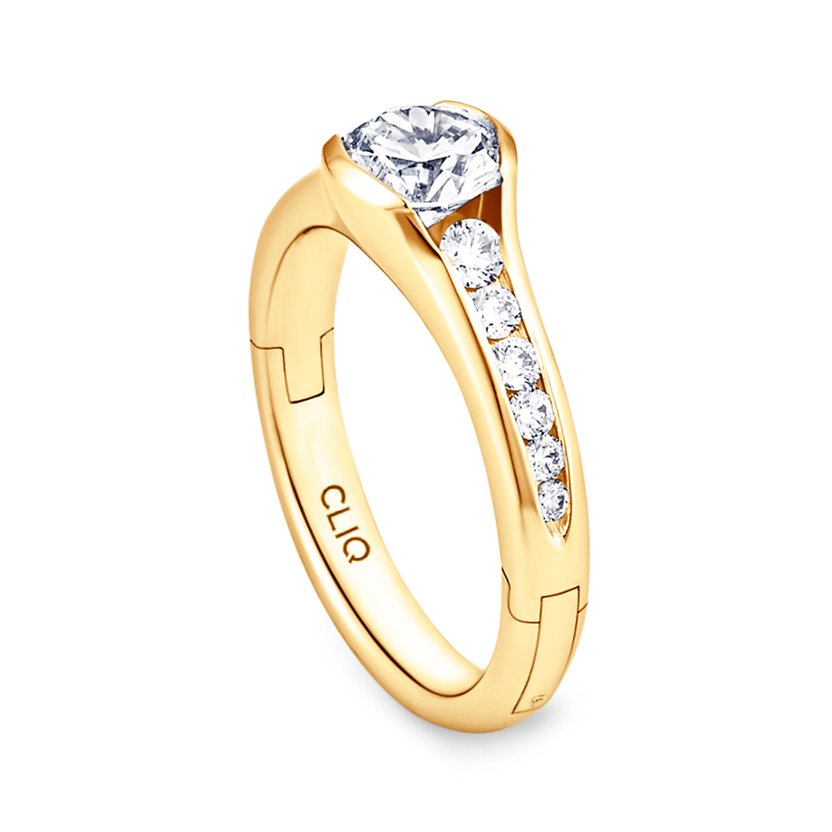Chamonix Half Bezel Engagement Ring with Graduating Side Stones