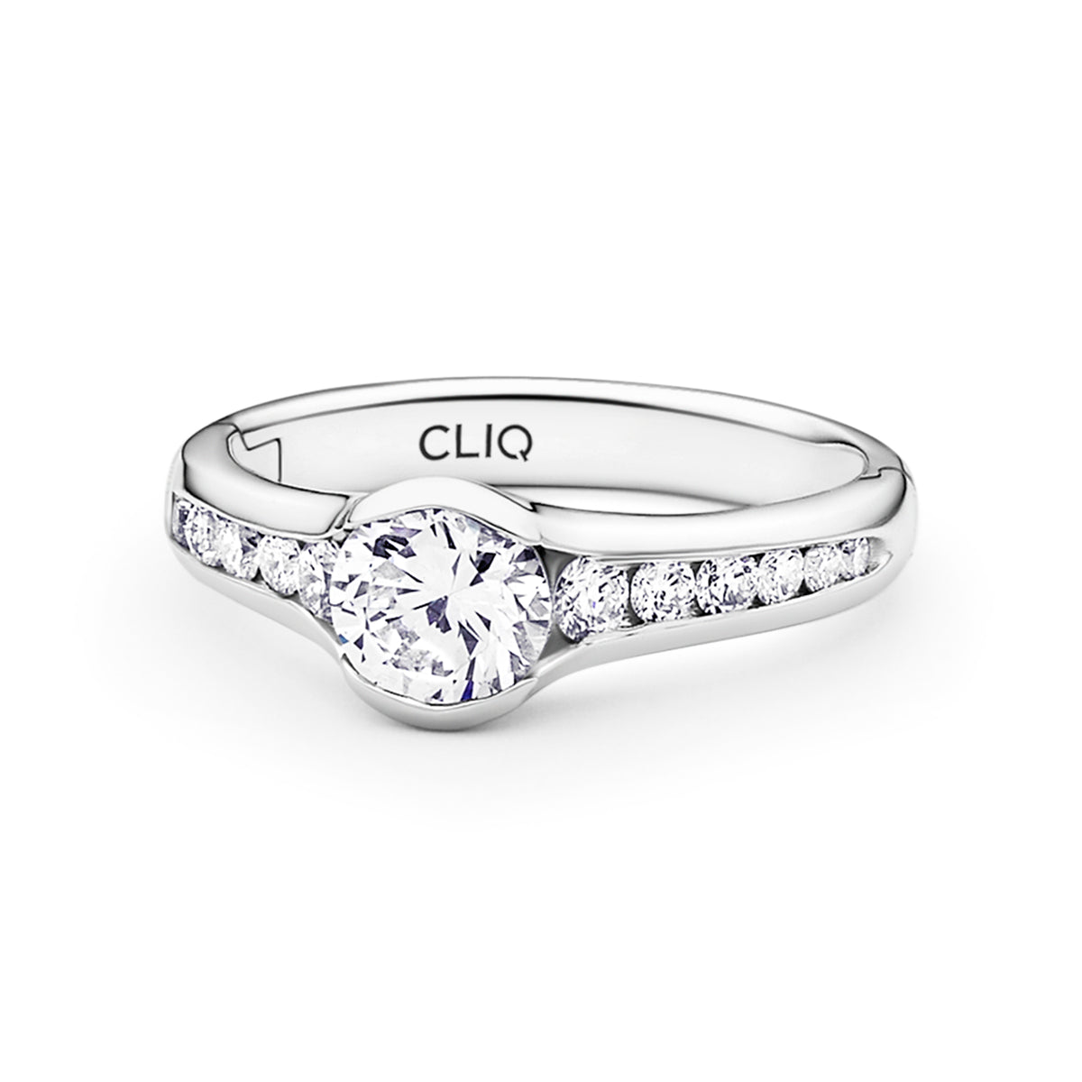 Chamonix Half Bezel Engagement Ring with Graduating Side Stones