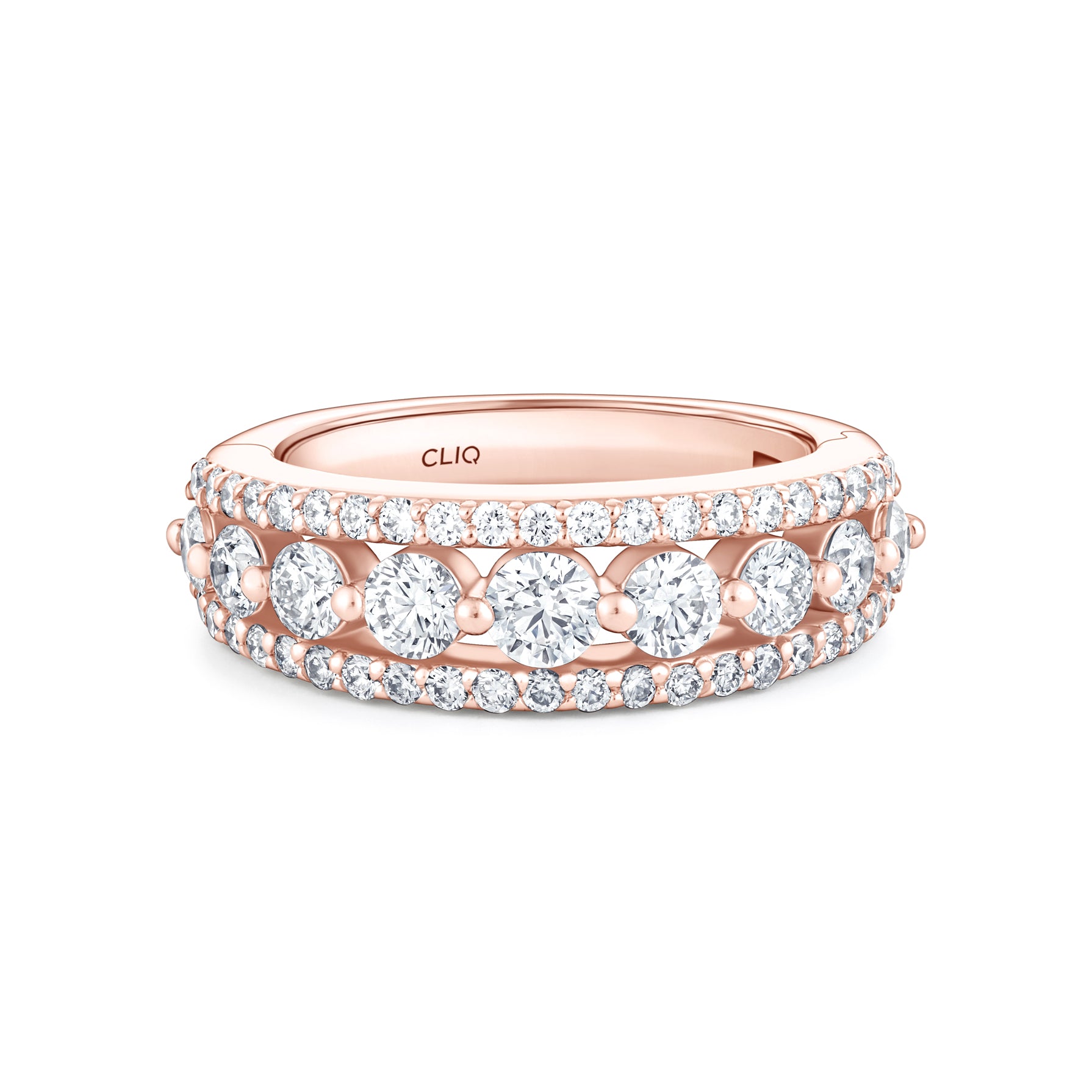 Addilyn Tapered Three Row Diamond Band