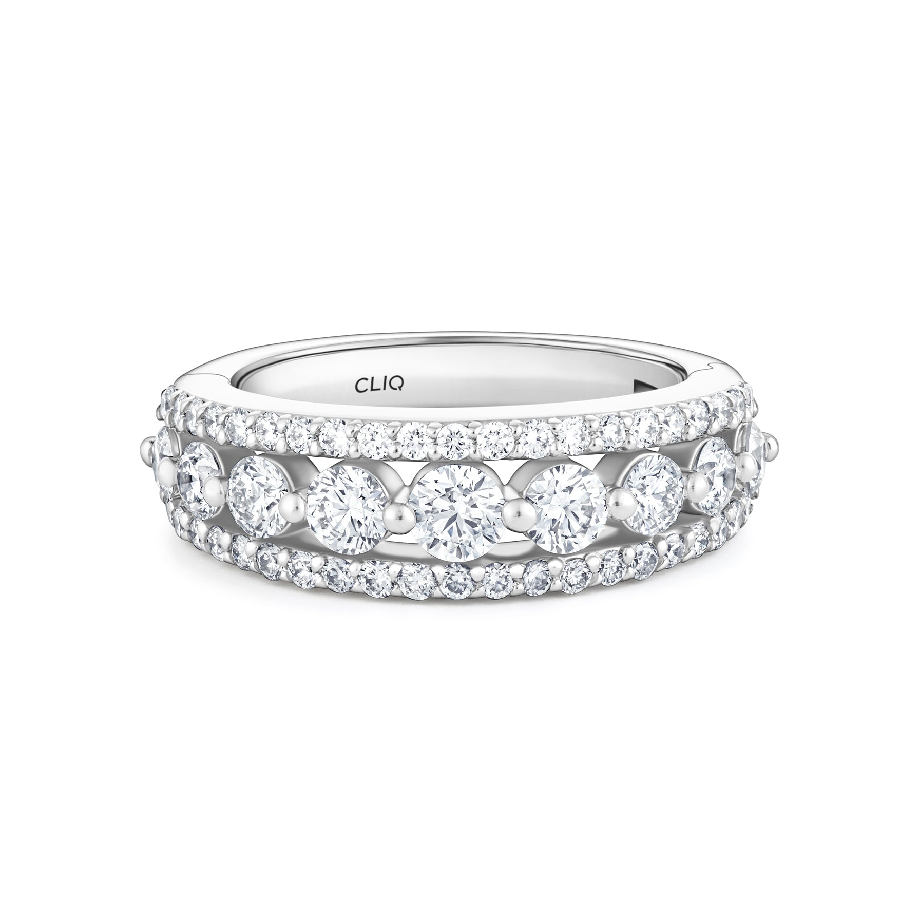 Addilyn Tapered Three Row Diamond Band
