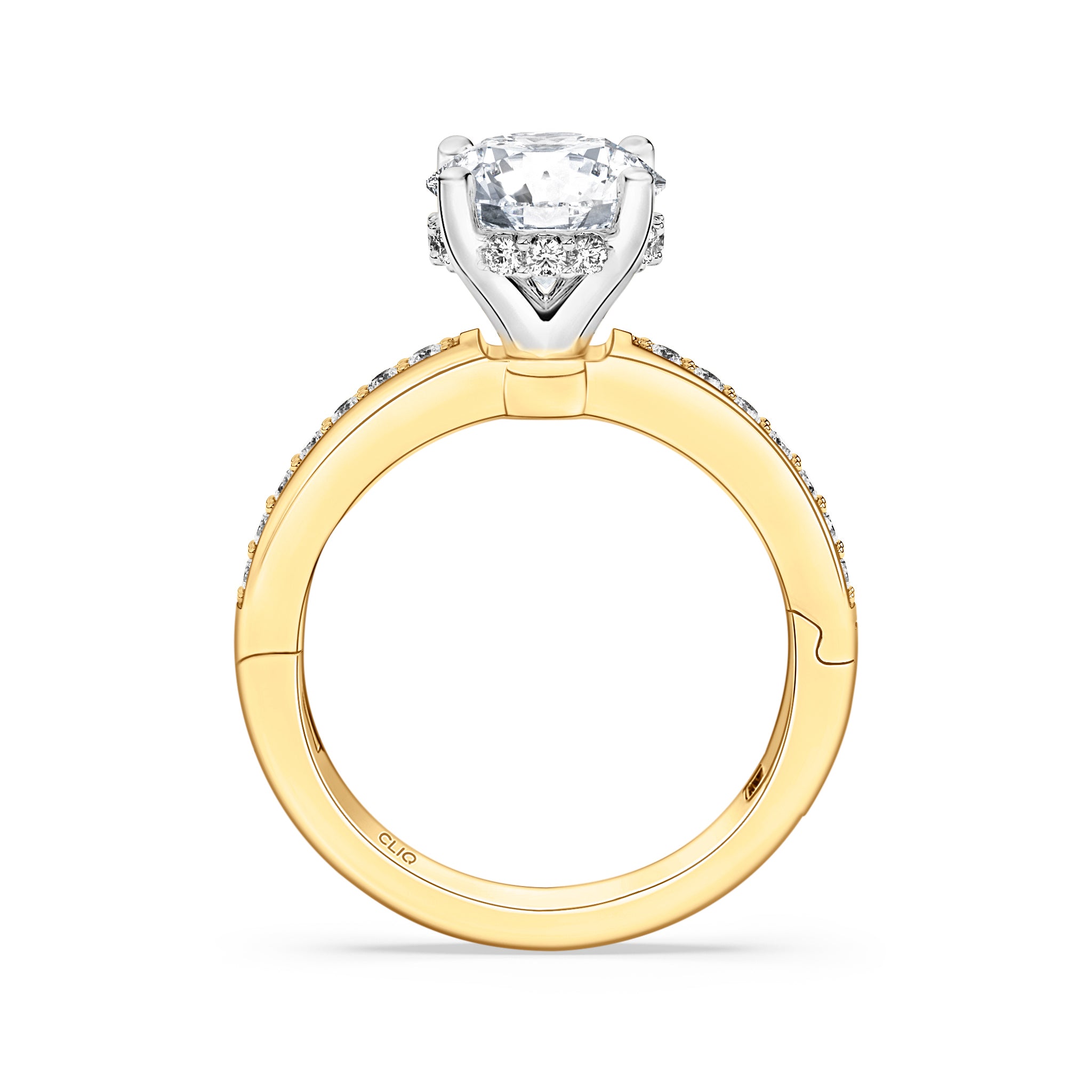 Julian Hidden Halo Engagement Ring with Side Stones