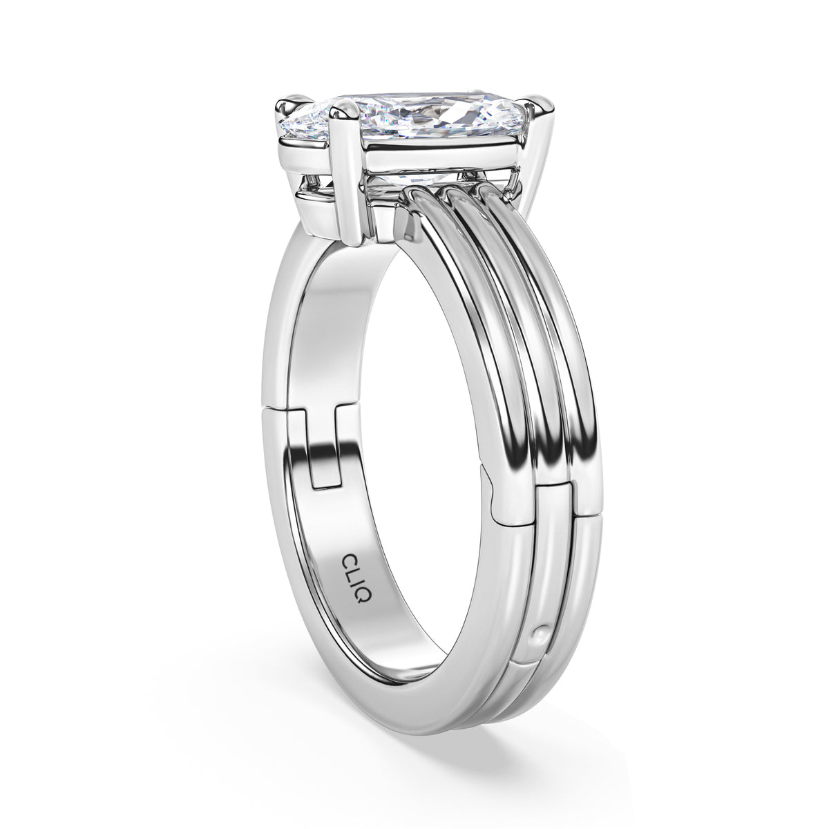 Kenzie Engraved Line Solitaire Engagement Ring, 4mm