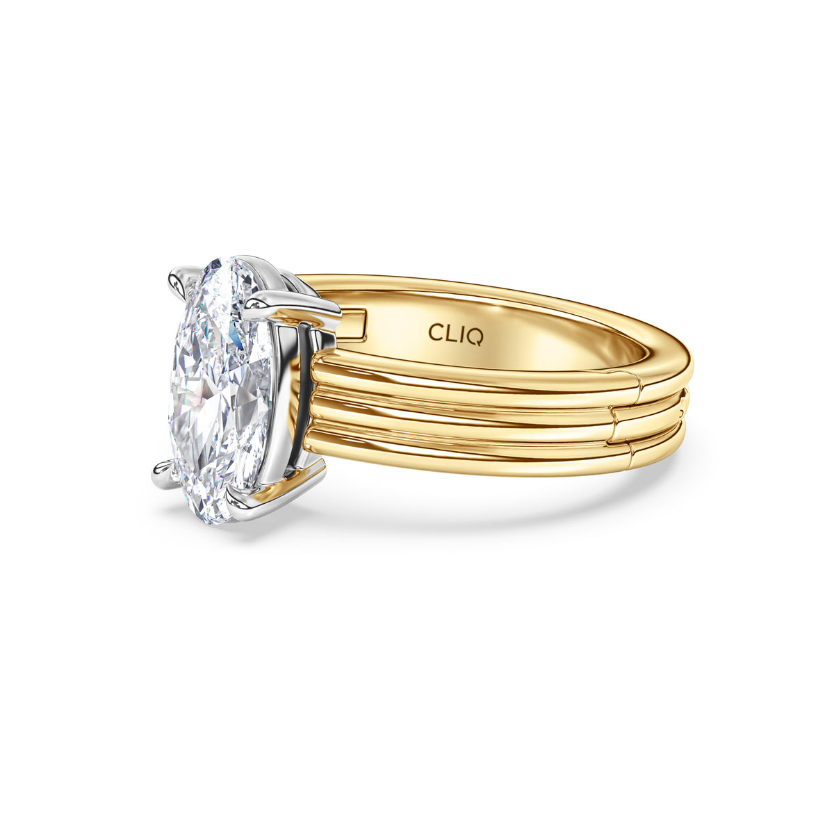 Kenzie Engraved Line Solitaire Engagement Ring, 4mm