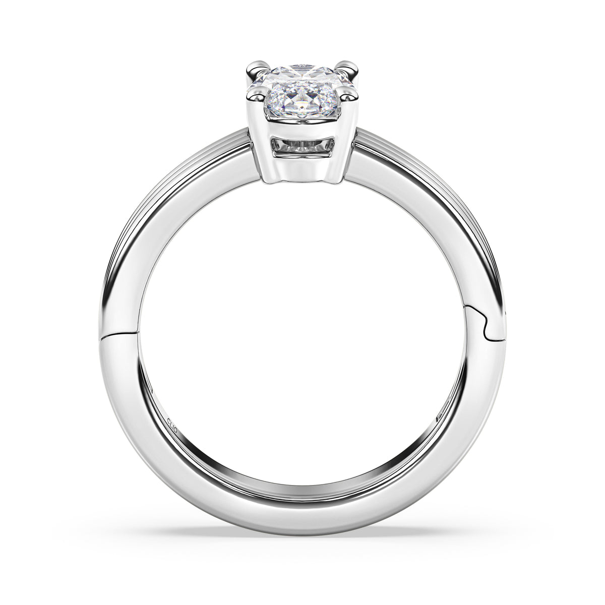 Kenzie Engraved Line Solitaire Engagement Ring, 4mm
