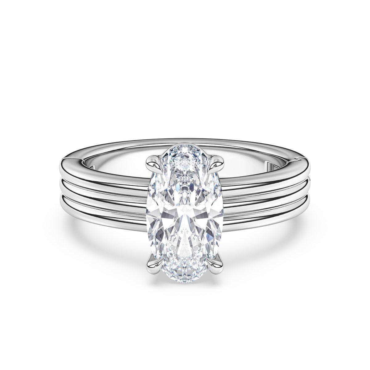 Kenzie Engraved Line Solitaire Engagement Ring, 4mm