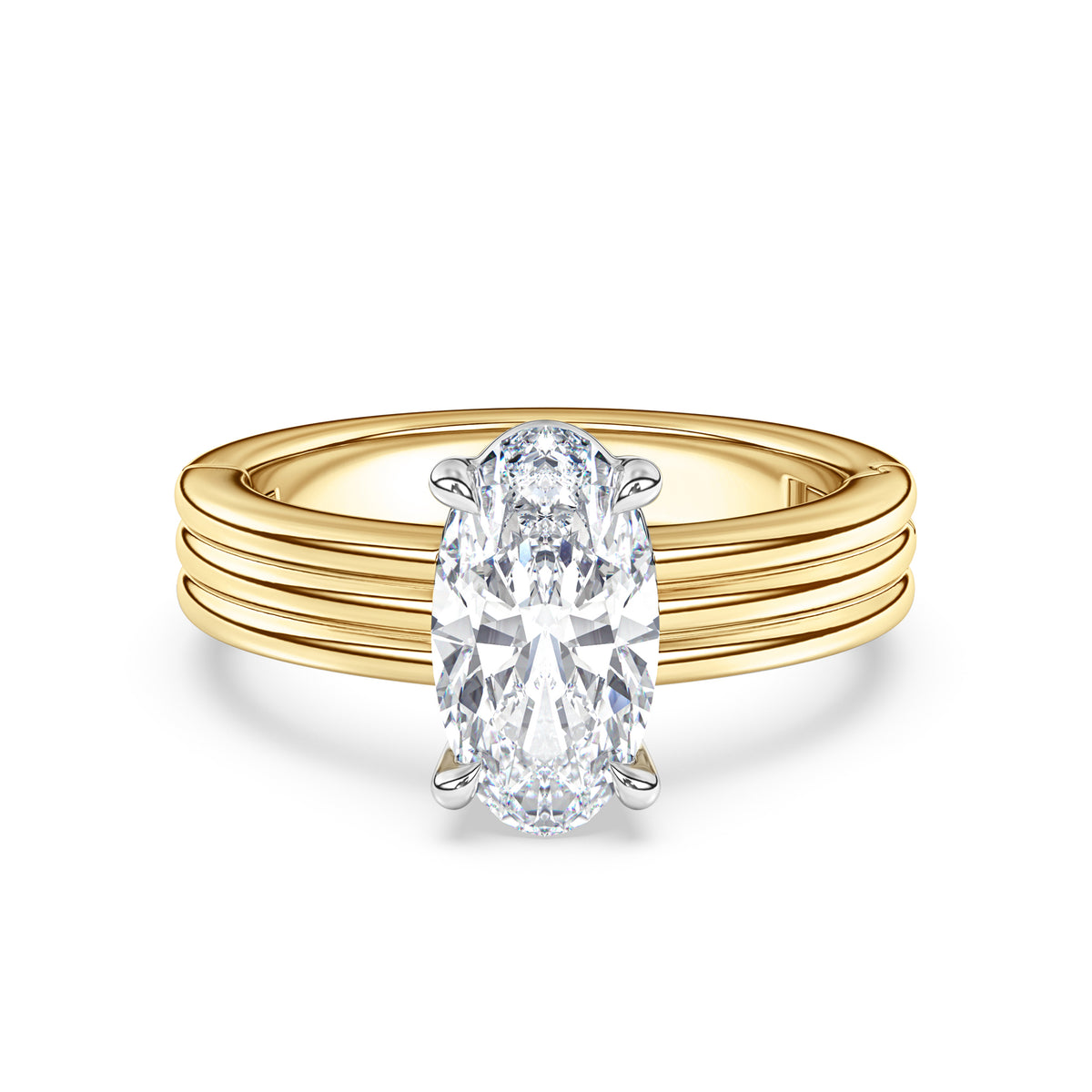 Kenzie Engraved Line Solitaire Engagement Ring, 4mm
