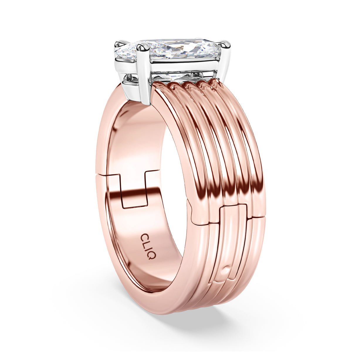 Kenzie Engraved Line Solitaire Engagement Ring, 6.5mm