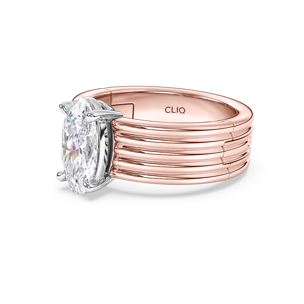 Kenzie Engraved Line Solitaire Engagement Ring, 6.5mm