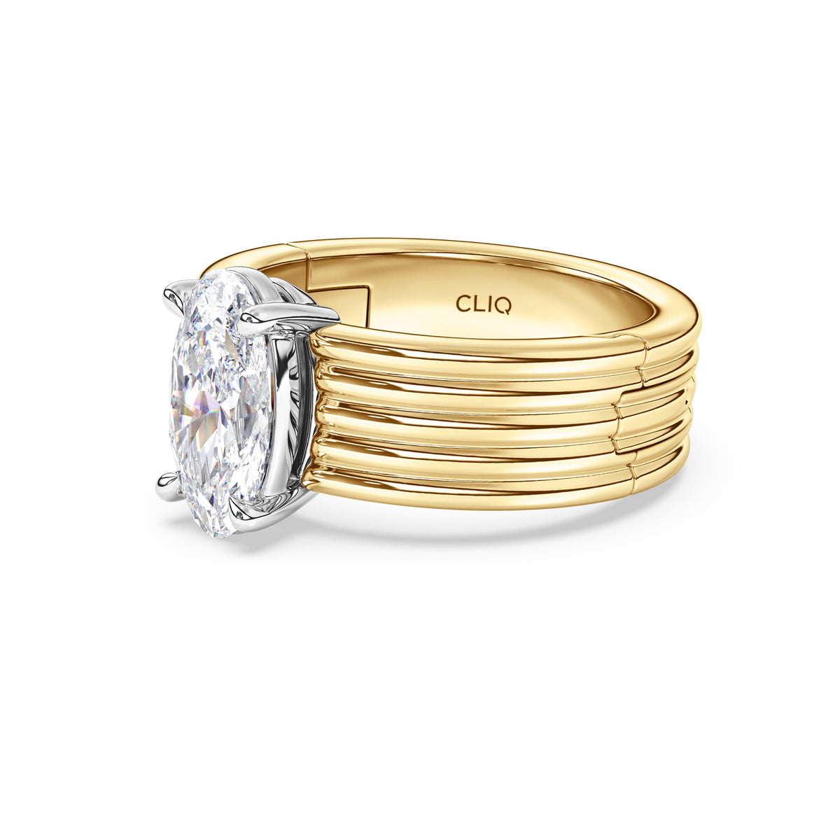 Kenzie Engraved Line Solitaire Engagement Ring, 6.5mm