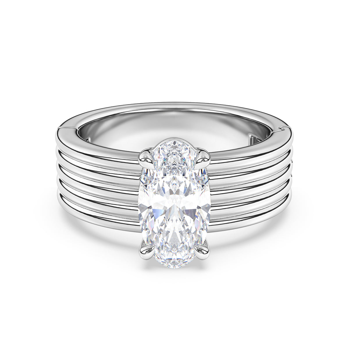 Kenzie Engraved Line Solitaire Engagement Ring, 6.5mm