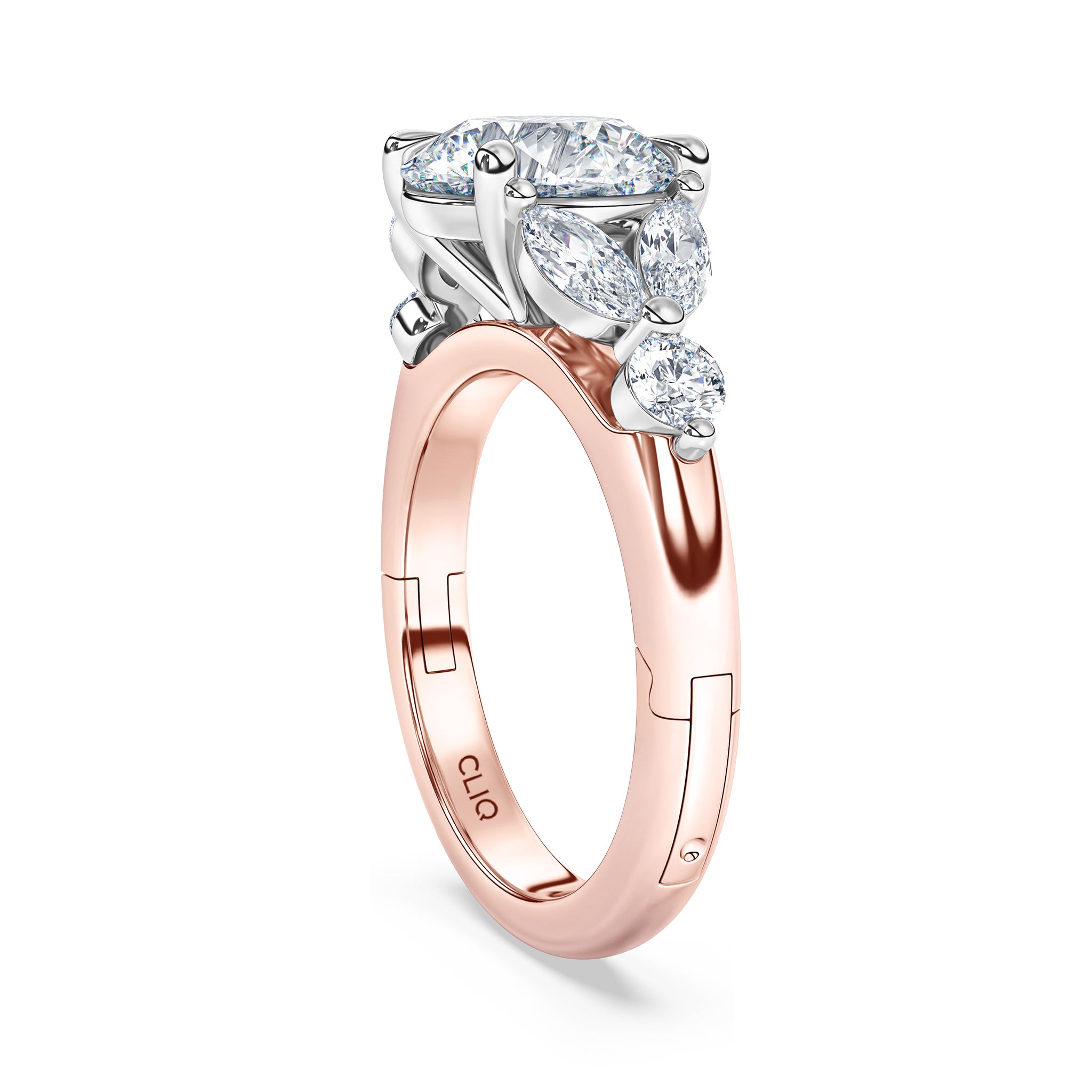 La Fleur Diamond Engagement Ring with Side Stones