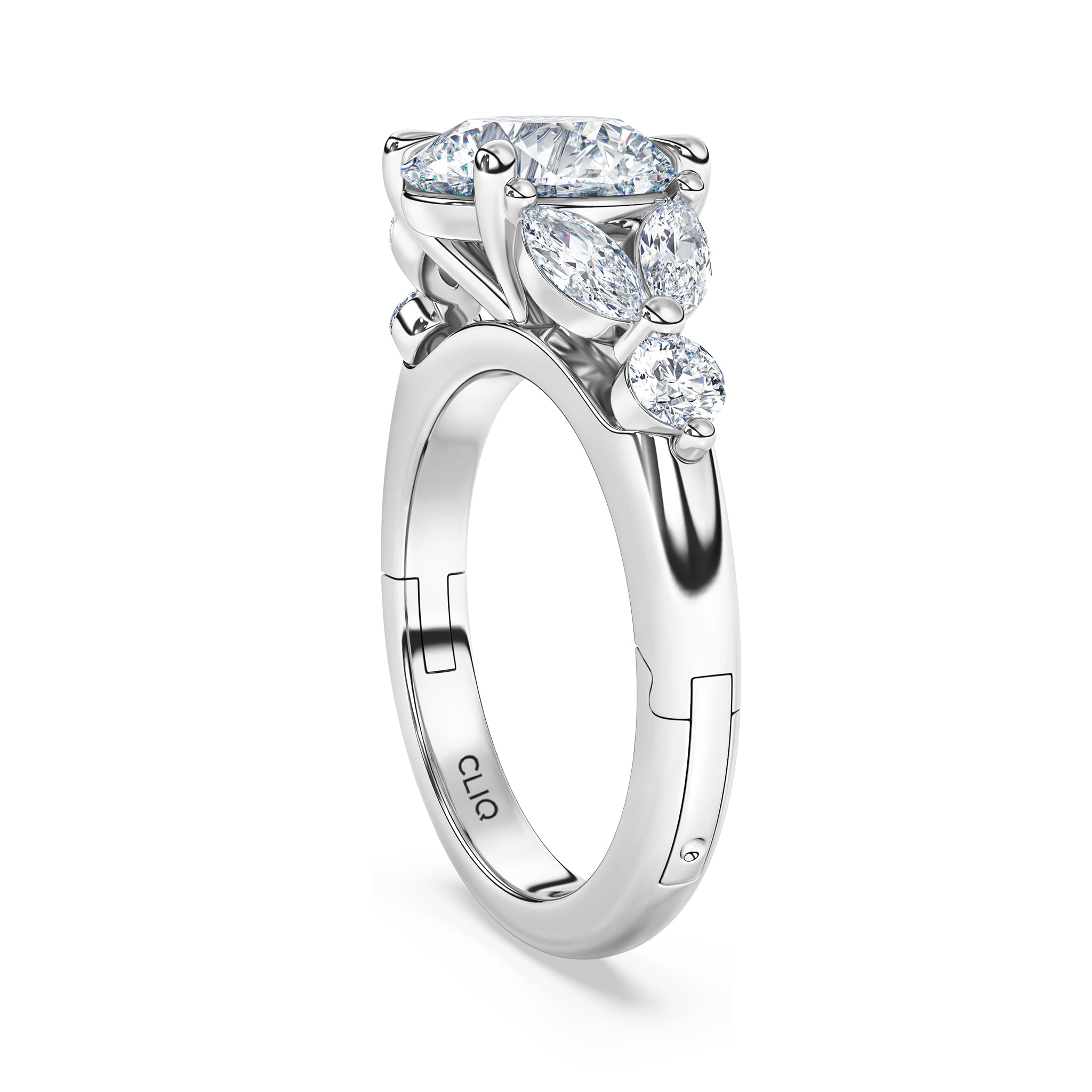 La Fleur Diamond Engagement Ring with Side Stones