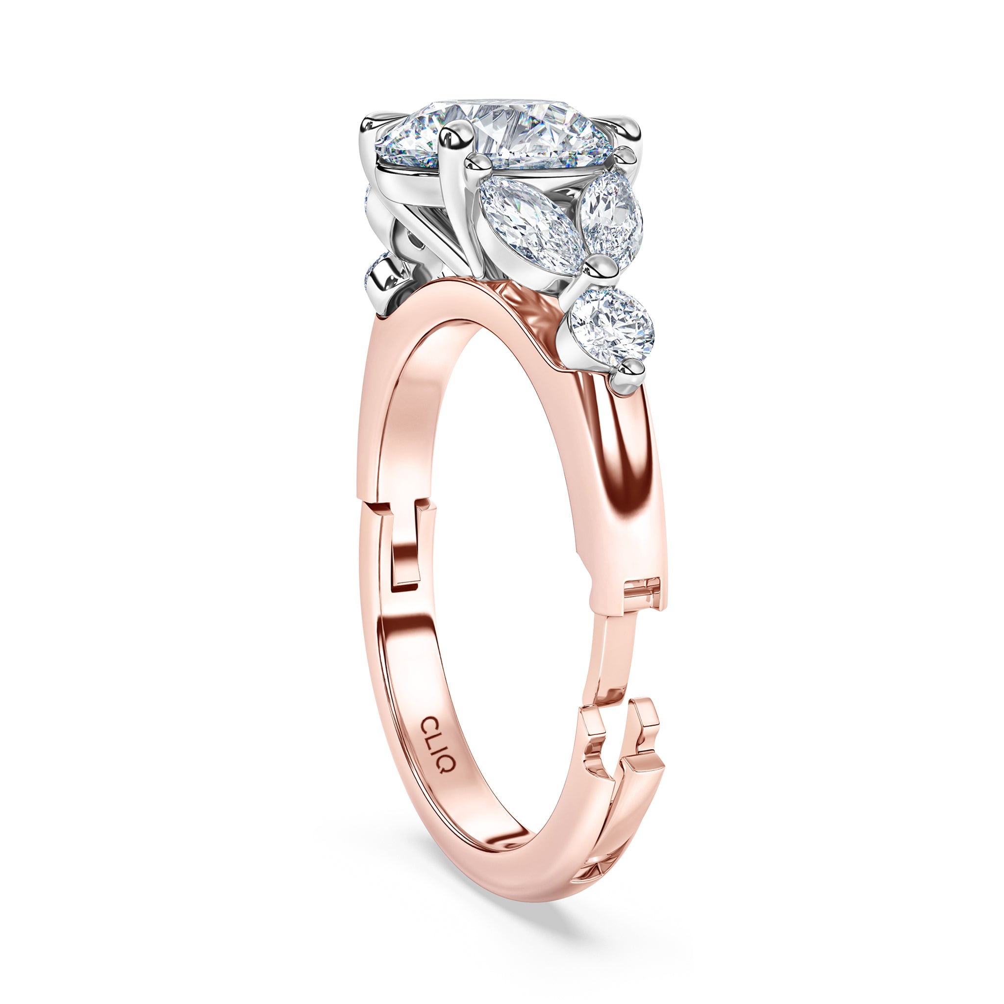 La Fleur Diamond Engagement Ring with Side Stones