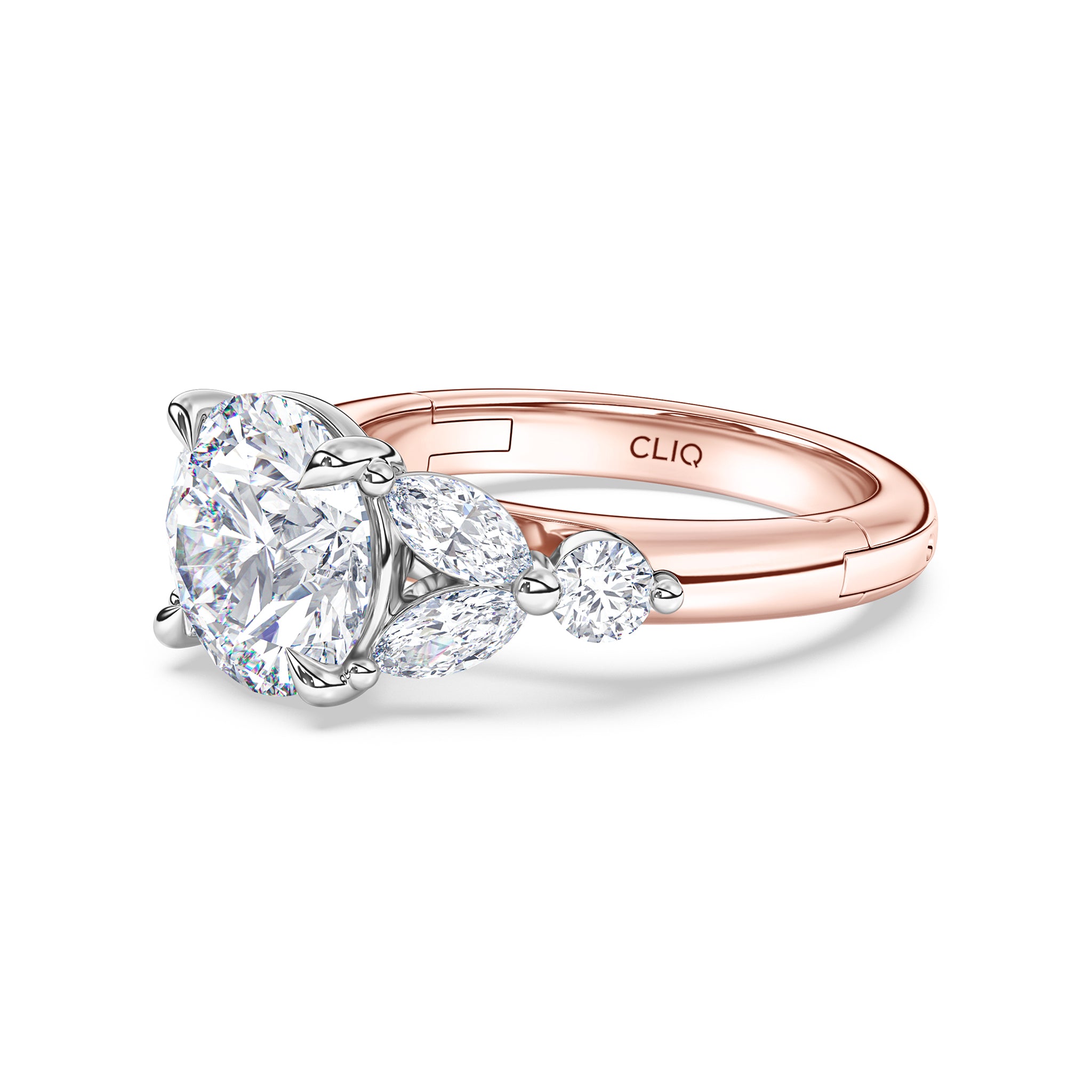 La Fleur Diamond Engagement Ring with Side Stones