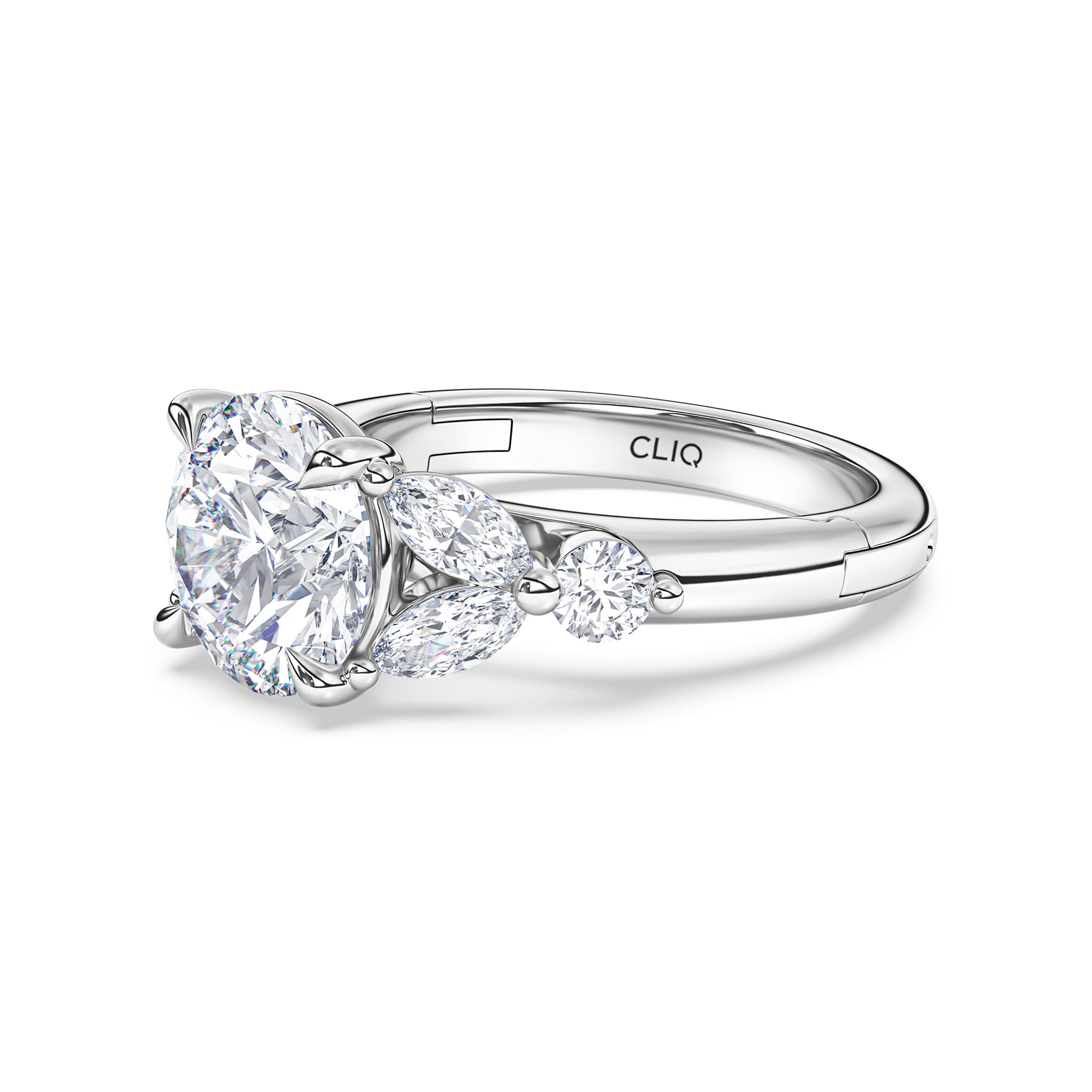 La Fleur Diamond Engagement Ring with Side Stones