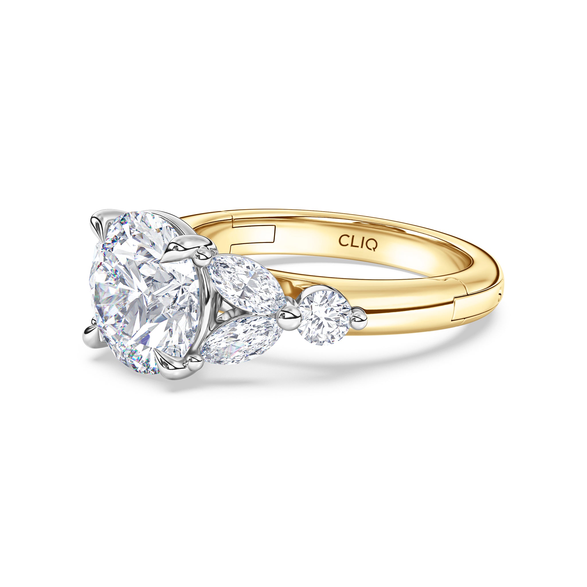 La Fleur Diamond Engagement Ring with Side Stones
