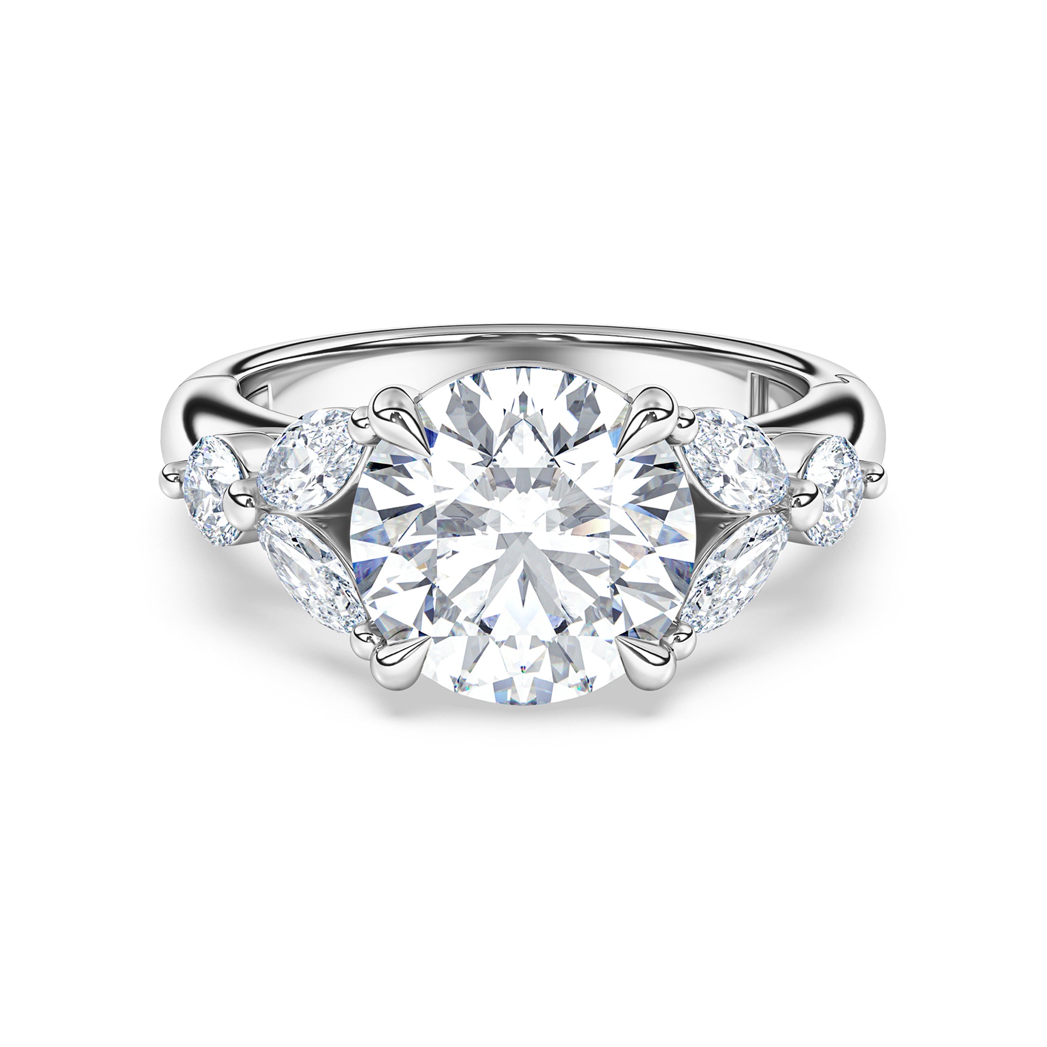 La Fleur Diamond Engagement Ring with Side Stones