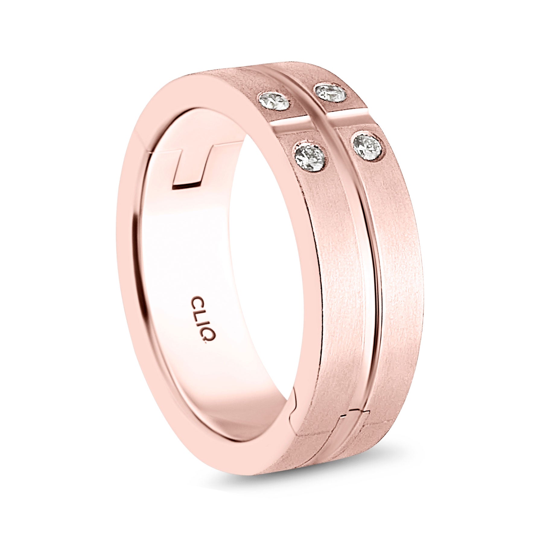 Quattro Diamond Band with Matte Finish, 6mm