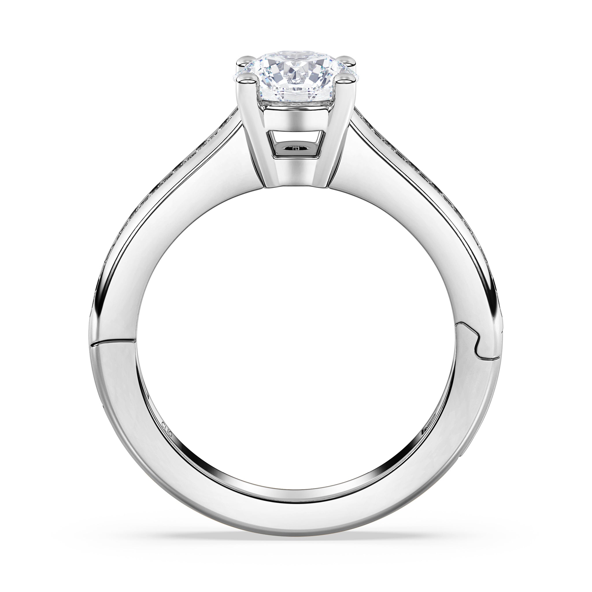 Kensington Engagement Ring with Square Side Stones