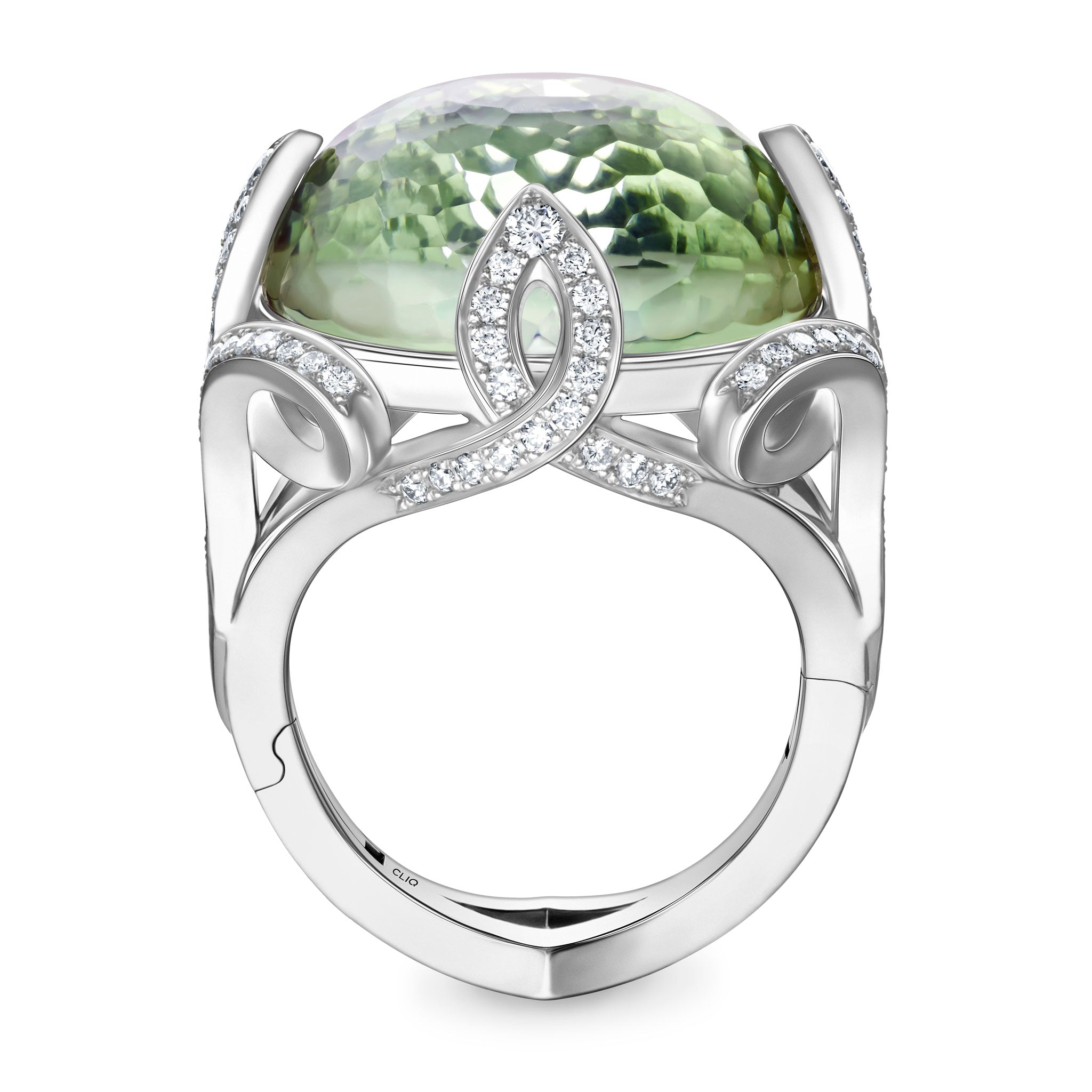 Verdana Prasiolite + Diamond Cocktail Ring