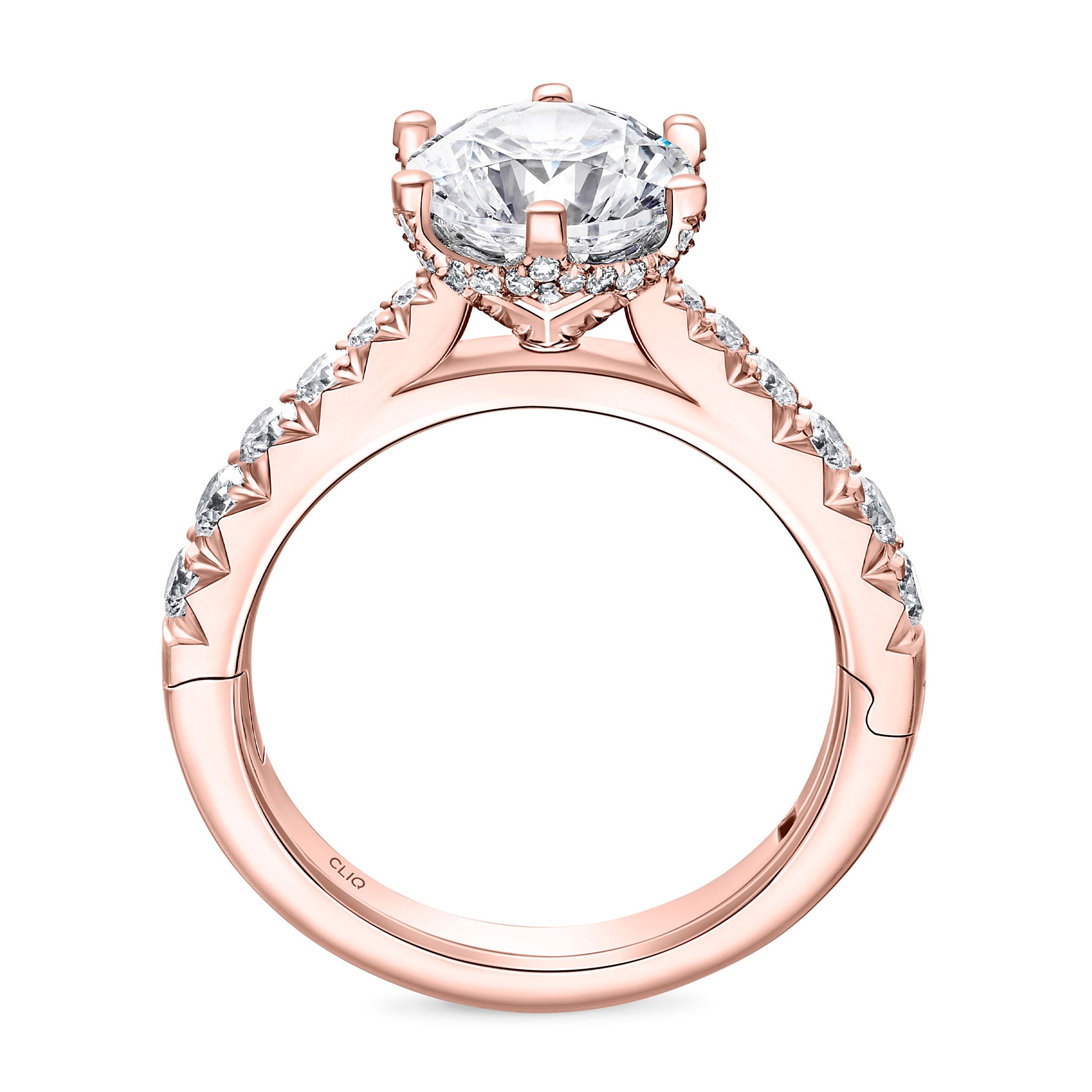 Wellesley Hidden Halo Engagement Ring with Side Stones