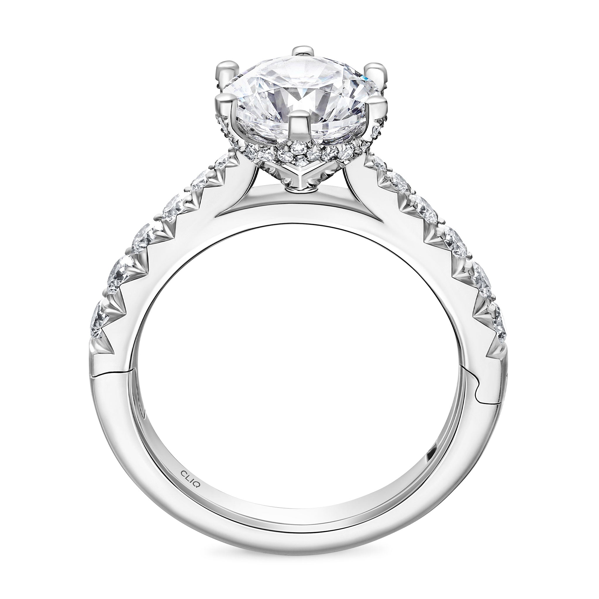 Wellesley Hidden Halo Engagement Ring with Side Stones