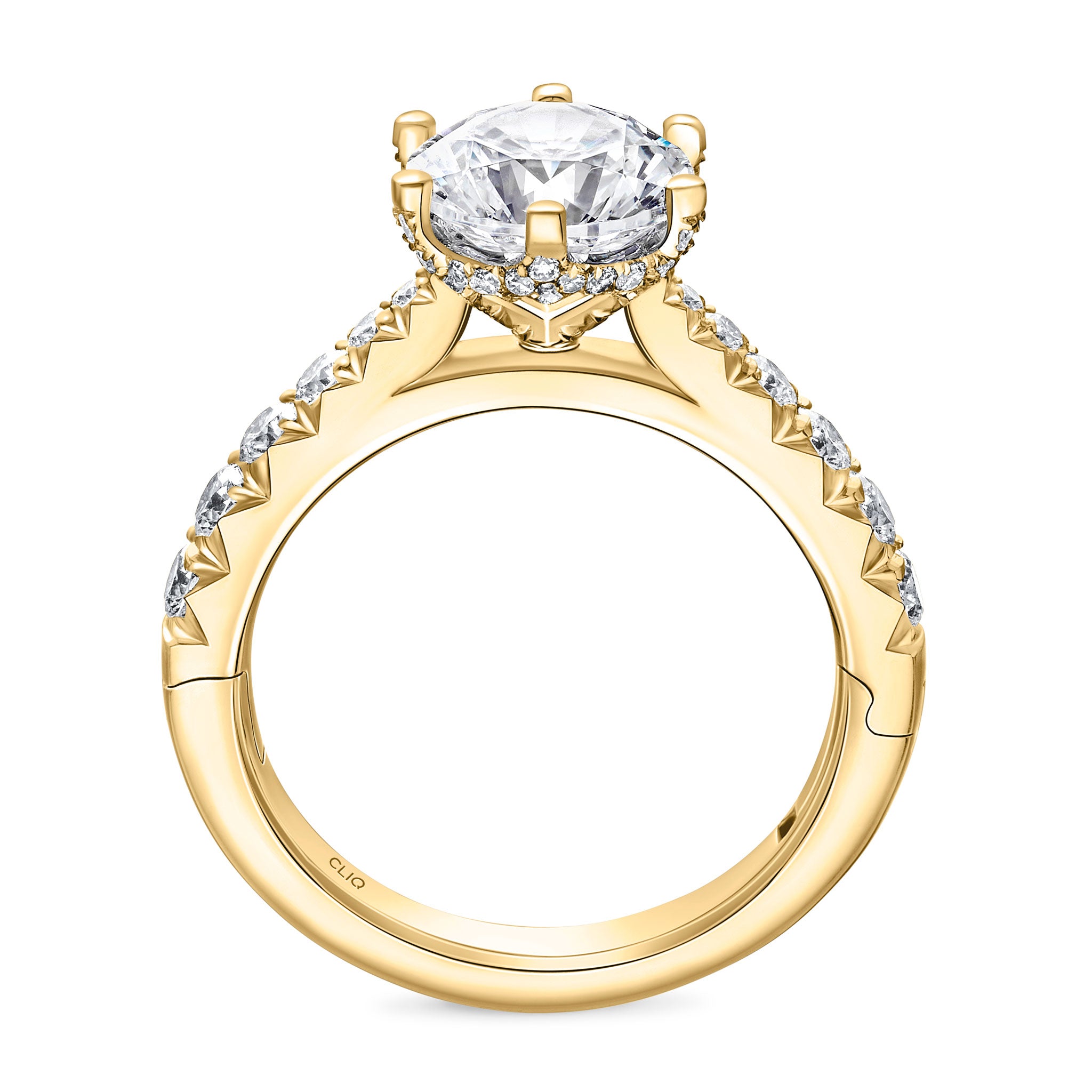 Wellesley Hidden Halo Engagement Ring with Side Stones