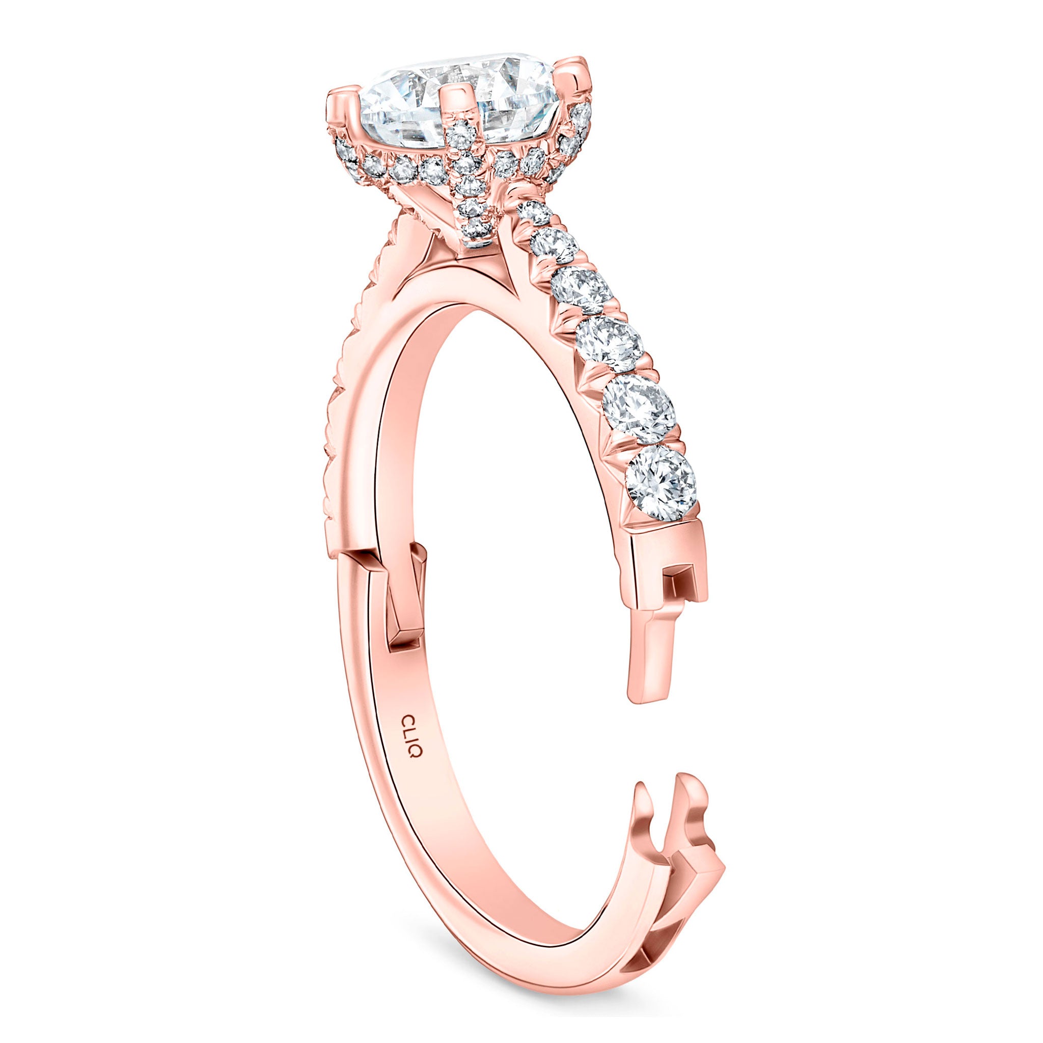 Wellesley Hidden Halo Engagement Ring with Side Stones