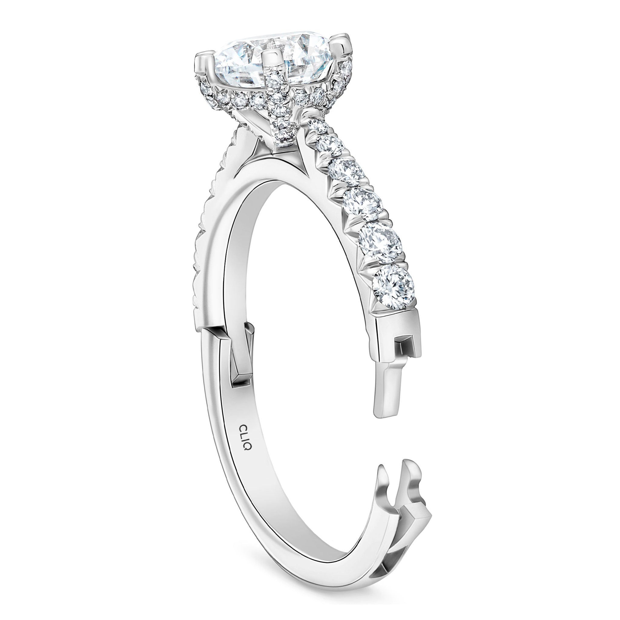 Wellesley Hidden Halo Engagement Ring with Side Stones