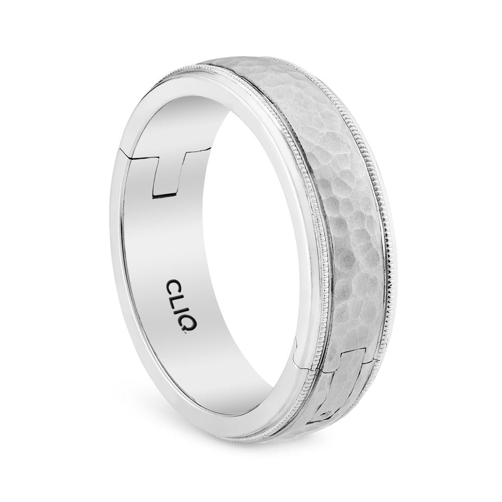 Sutton mens band with hammered center step down edge