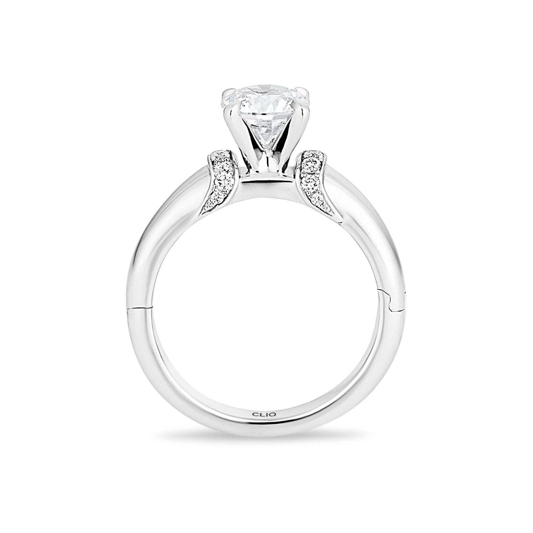 Epaulet Engagement Ring with Side Stones