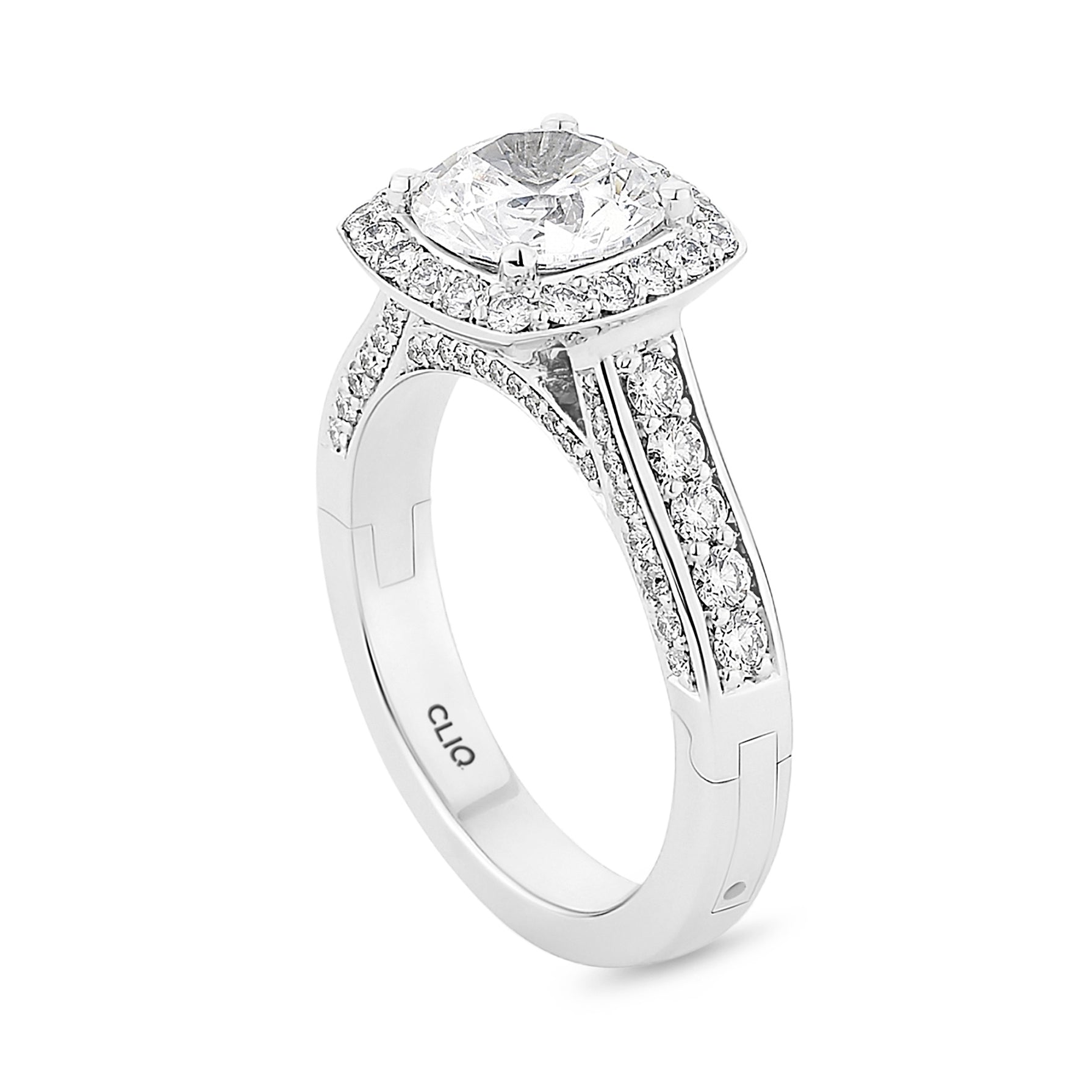 Estate Pavé Engagement Ring with Side Stones