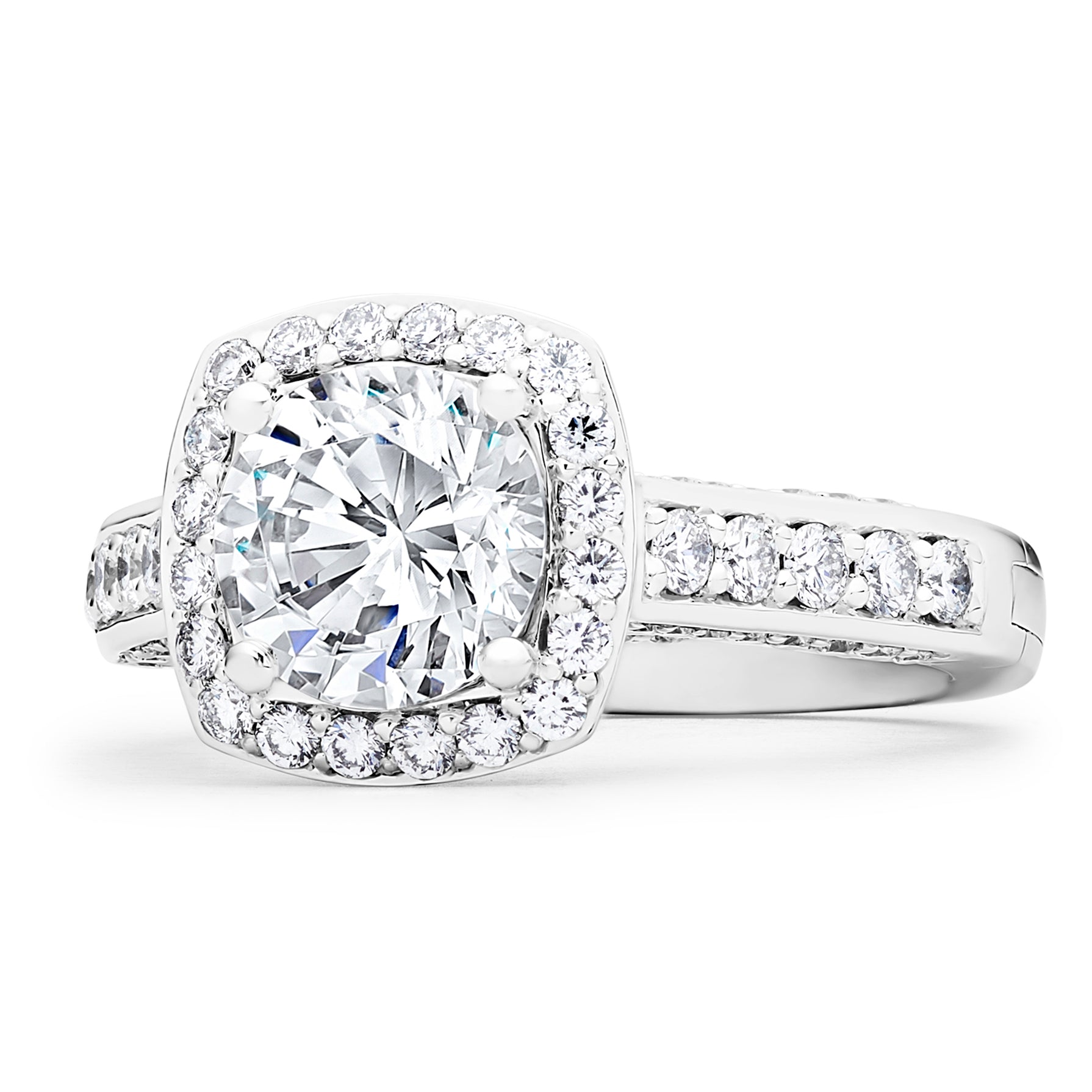 Estate Pavé Engagement Ring with Side Stones