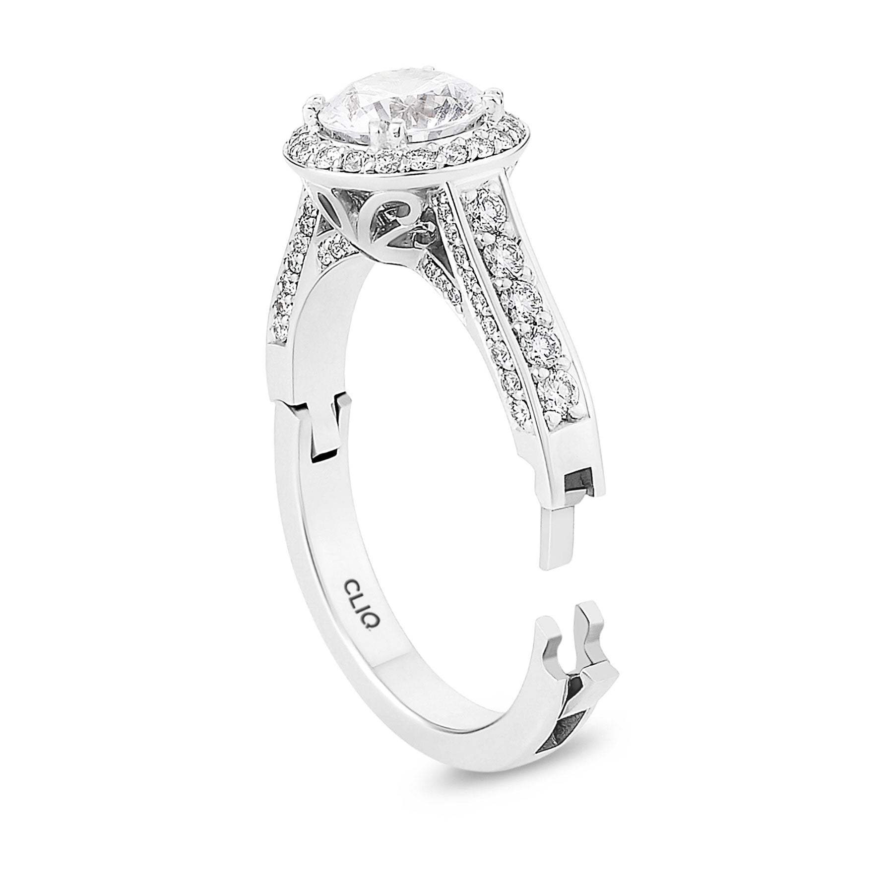 Lisa Pavé Engagement Ring with Side Stones