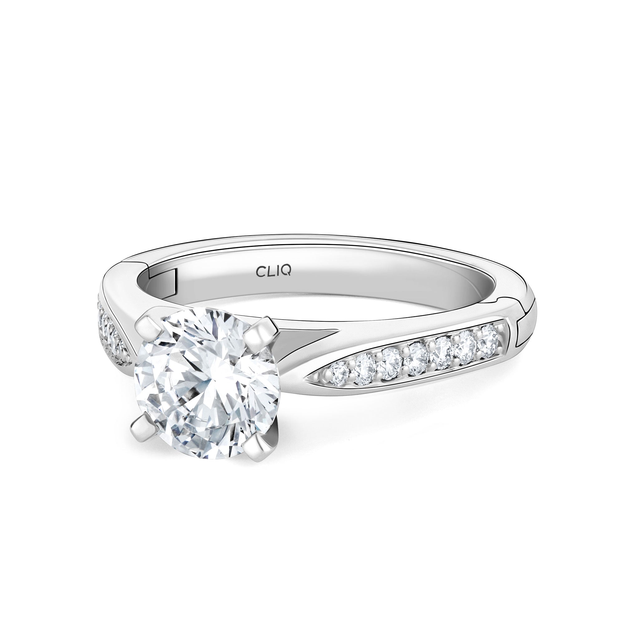 SoftPointe Cathedral Engagement Ring with Side stones