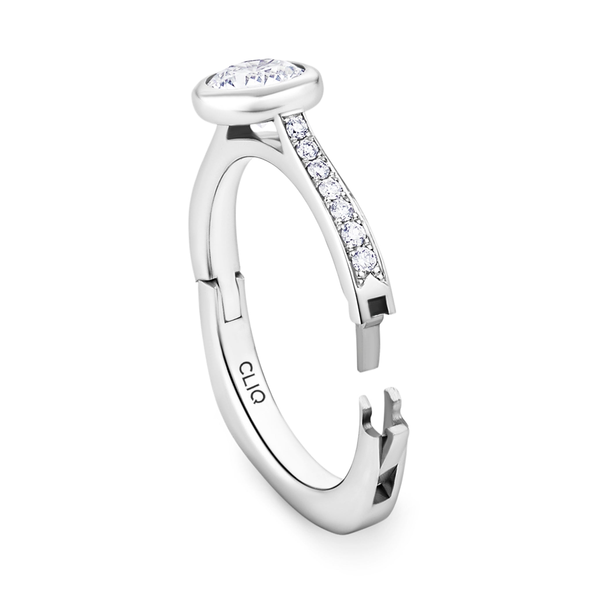 Lucerne Bezel Set Engagement Ring with Side Stones