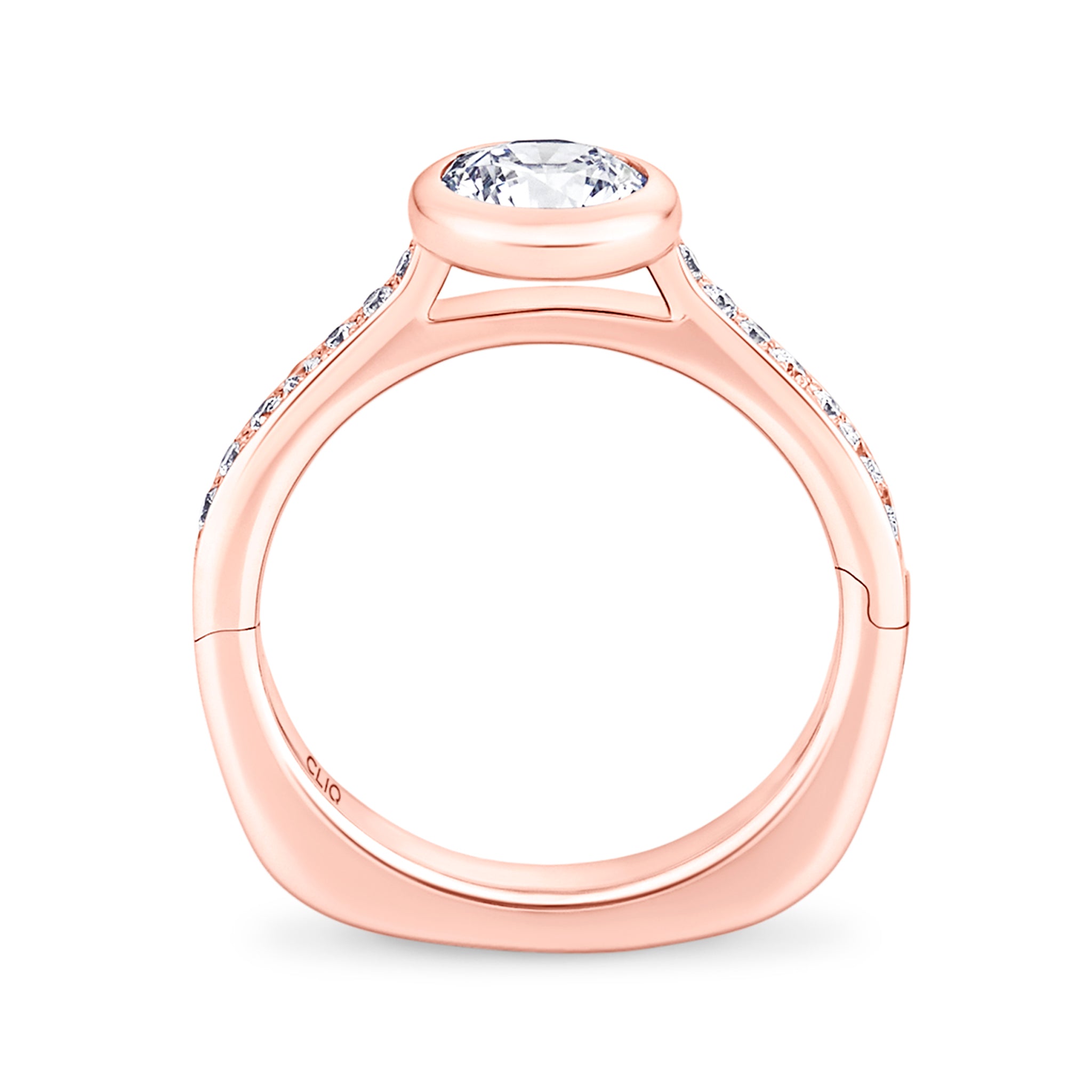 Lucerne Bezel Set Engagement Ring with Side Stones