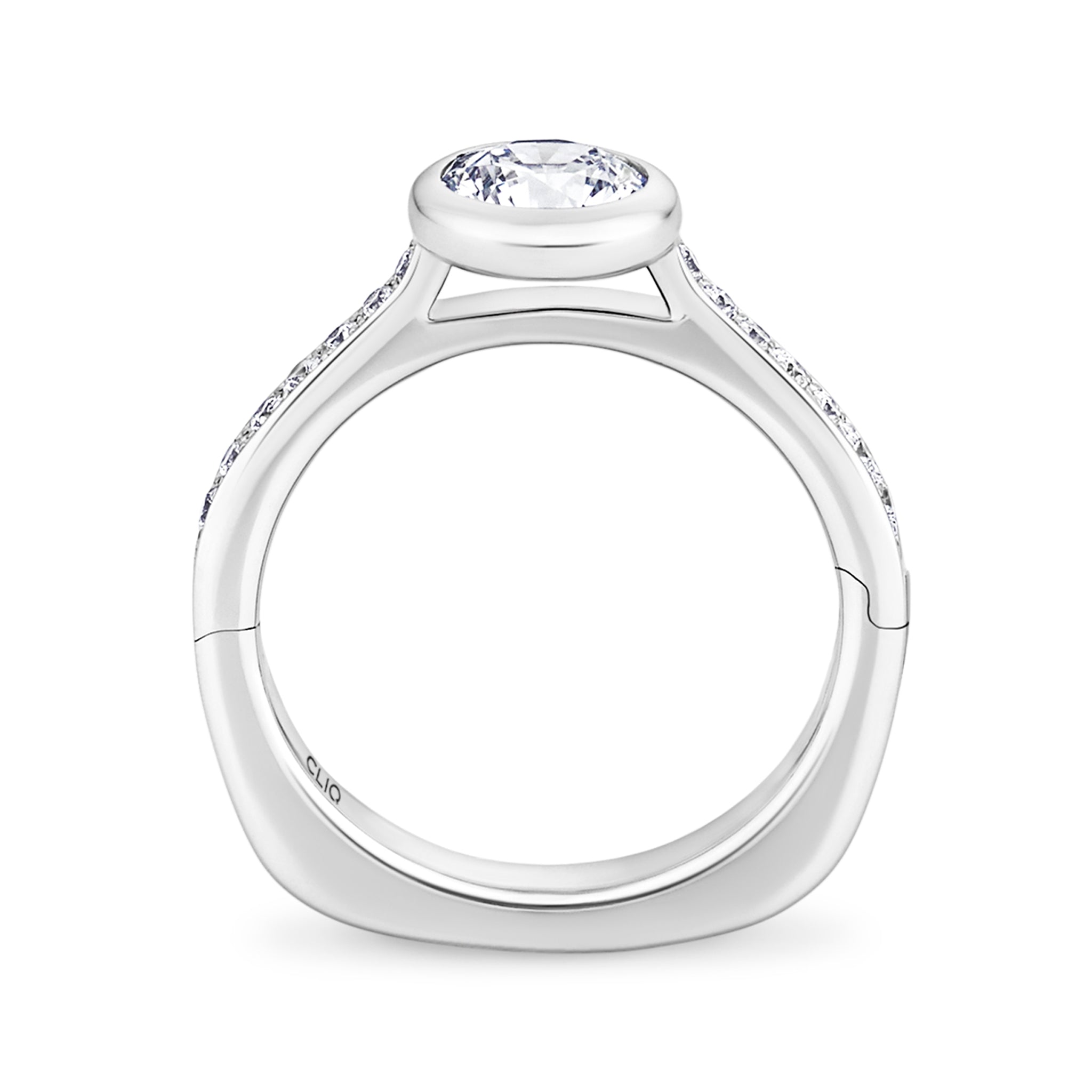 Lucerne Bezel Set Engagement Ring with Side Stones