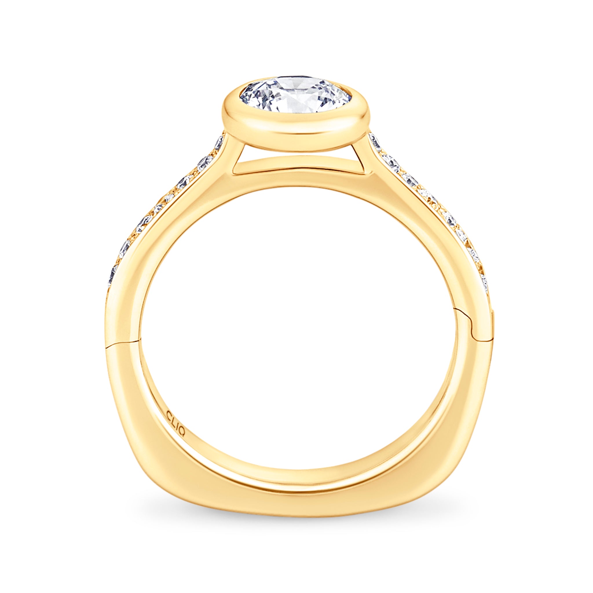 Lucerne Bezel Set Engagement Ring with Side Stones