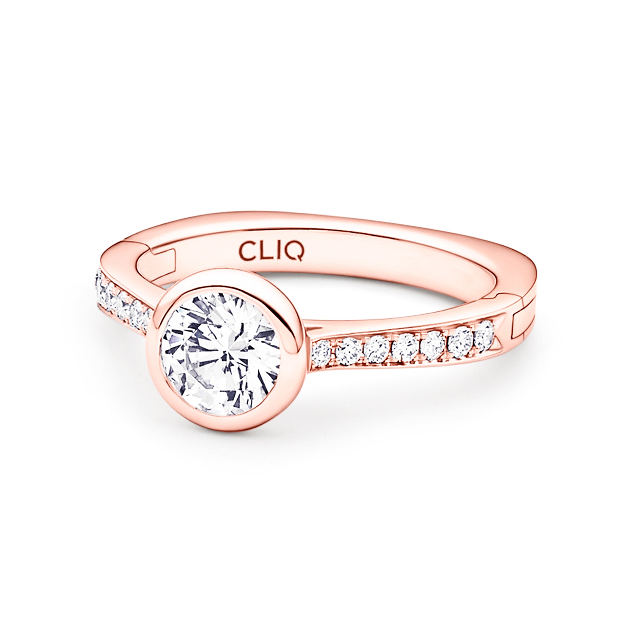 Lucerne Bezel Set Engagement Ring with Side Stones