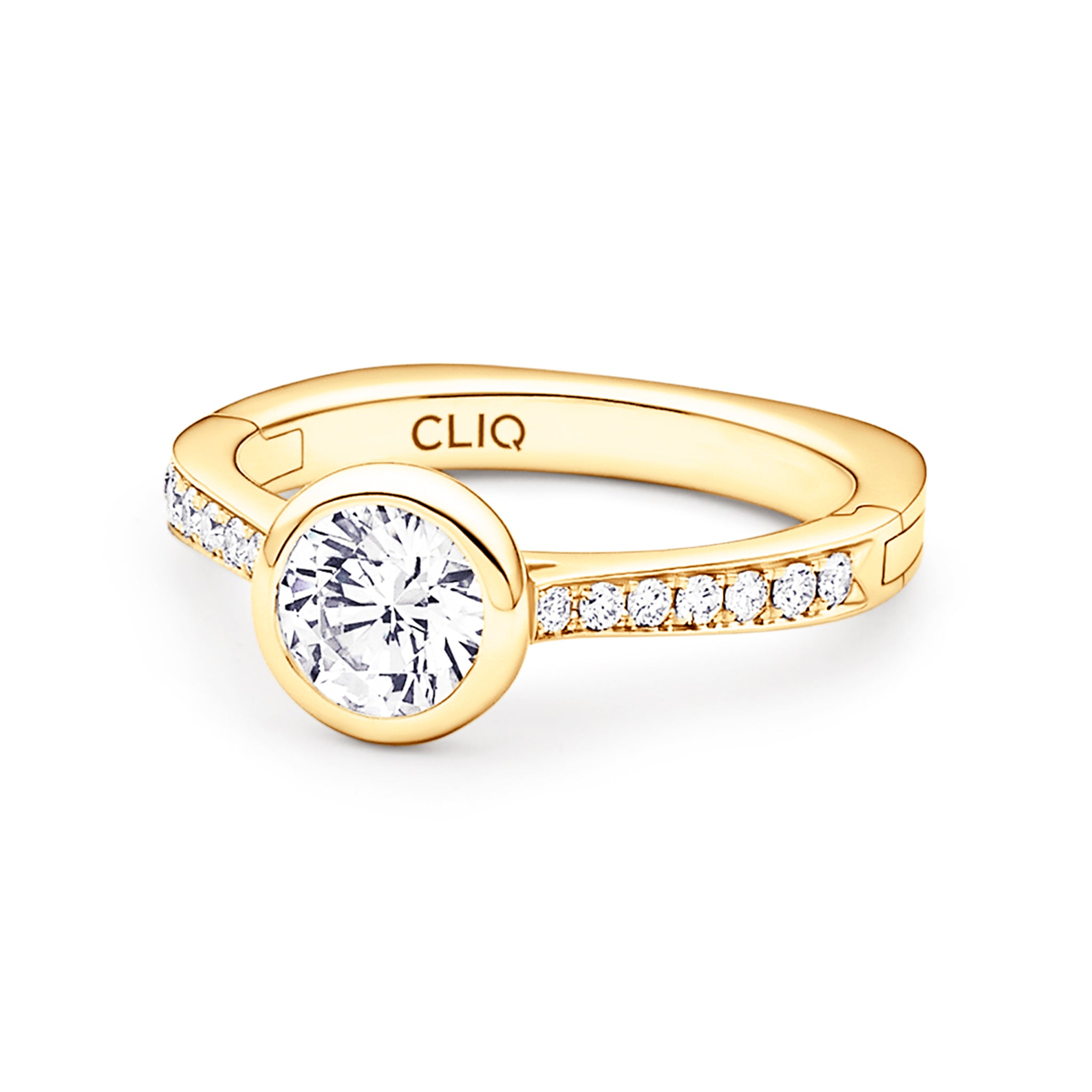 Lucerne Bezel Set Engagement Ring with Side Stones