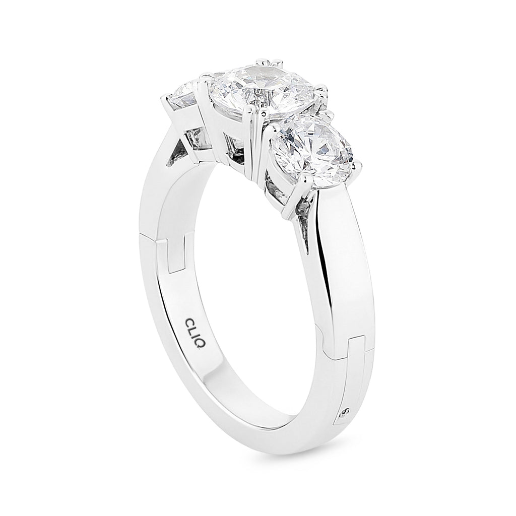 Triplet Three Stone hinged ring classic prong setting high polish finish