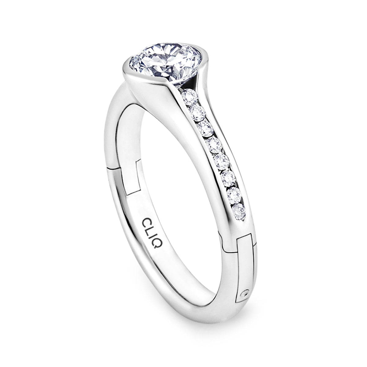 Chamonix Half Bezel Engagement Ring with Side Stones