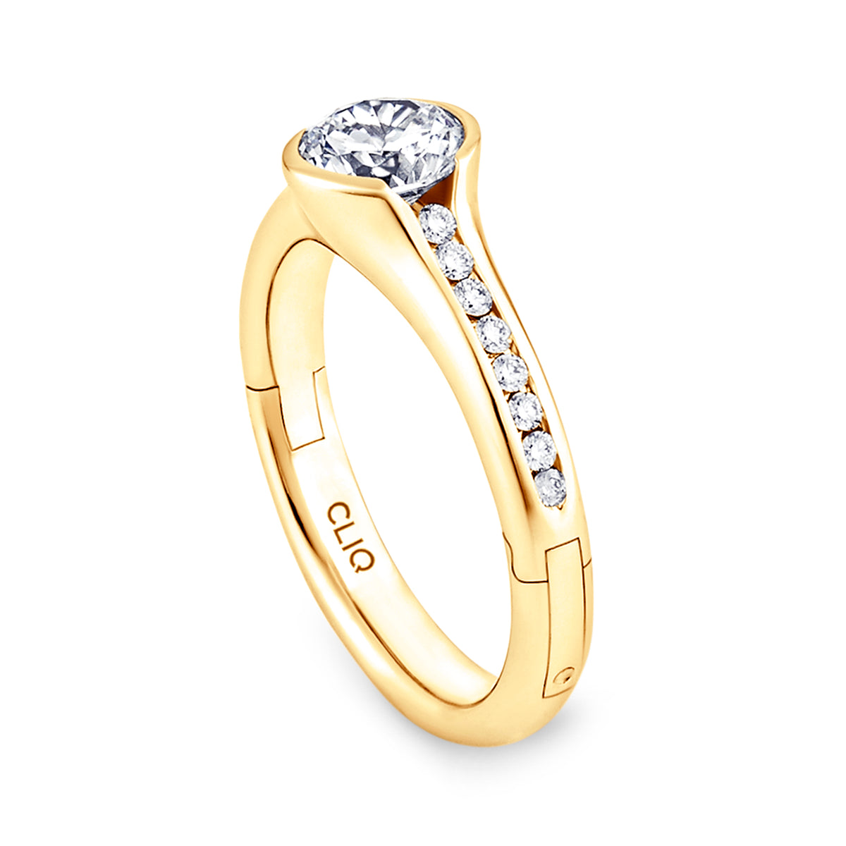 Chamonix Half Bezel Engagement Ring with Side Stones